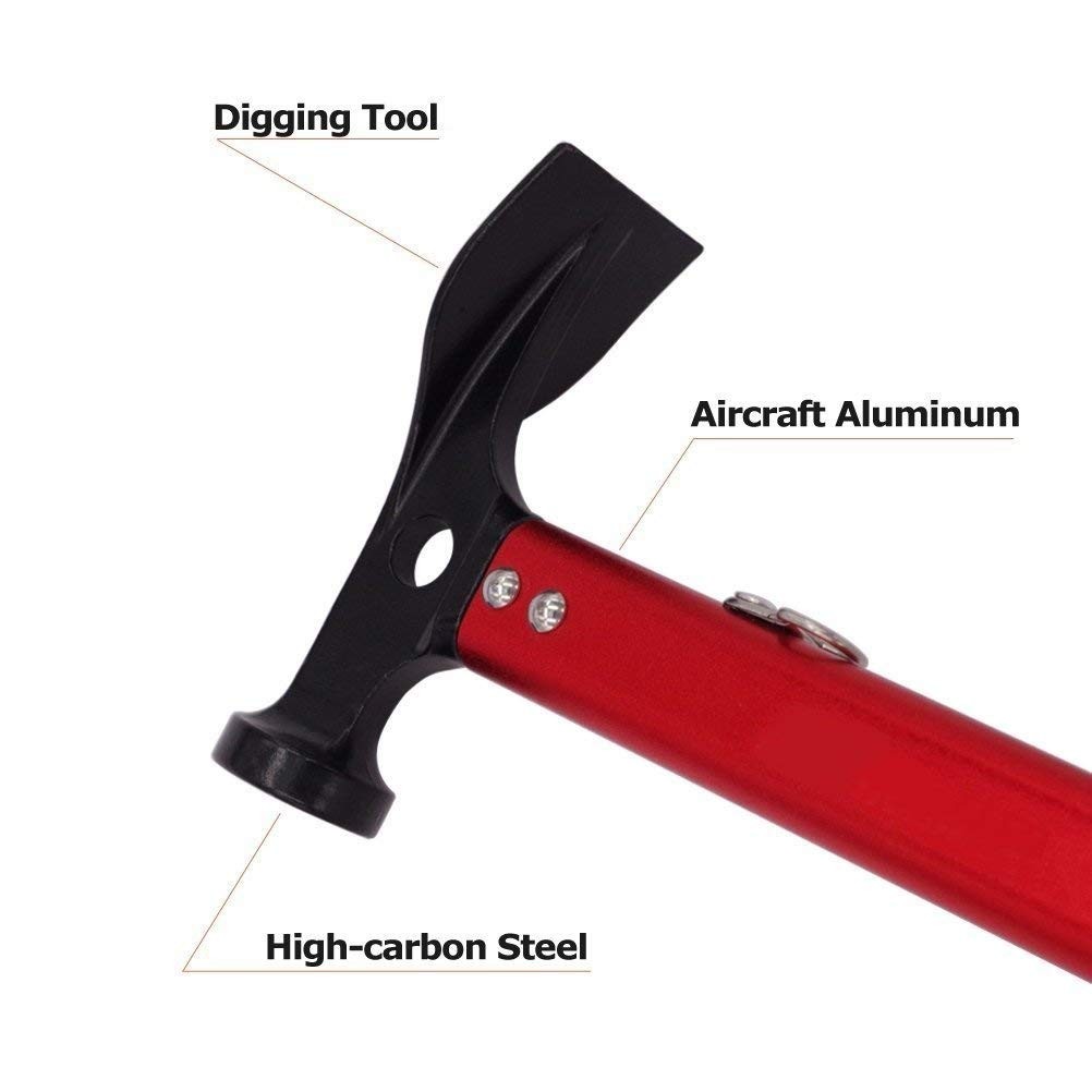 Sutekus Peg Hammer Tent Stake Remover – Lightweight Camping Orange
