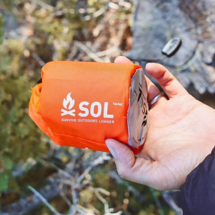 SOL Emergency Bivvy with Rescue Whistle Thermal Blanket EDC Survival Kit Orange