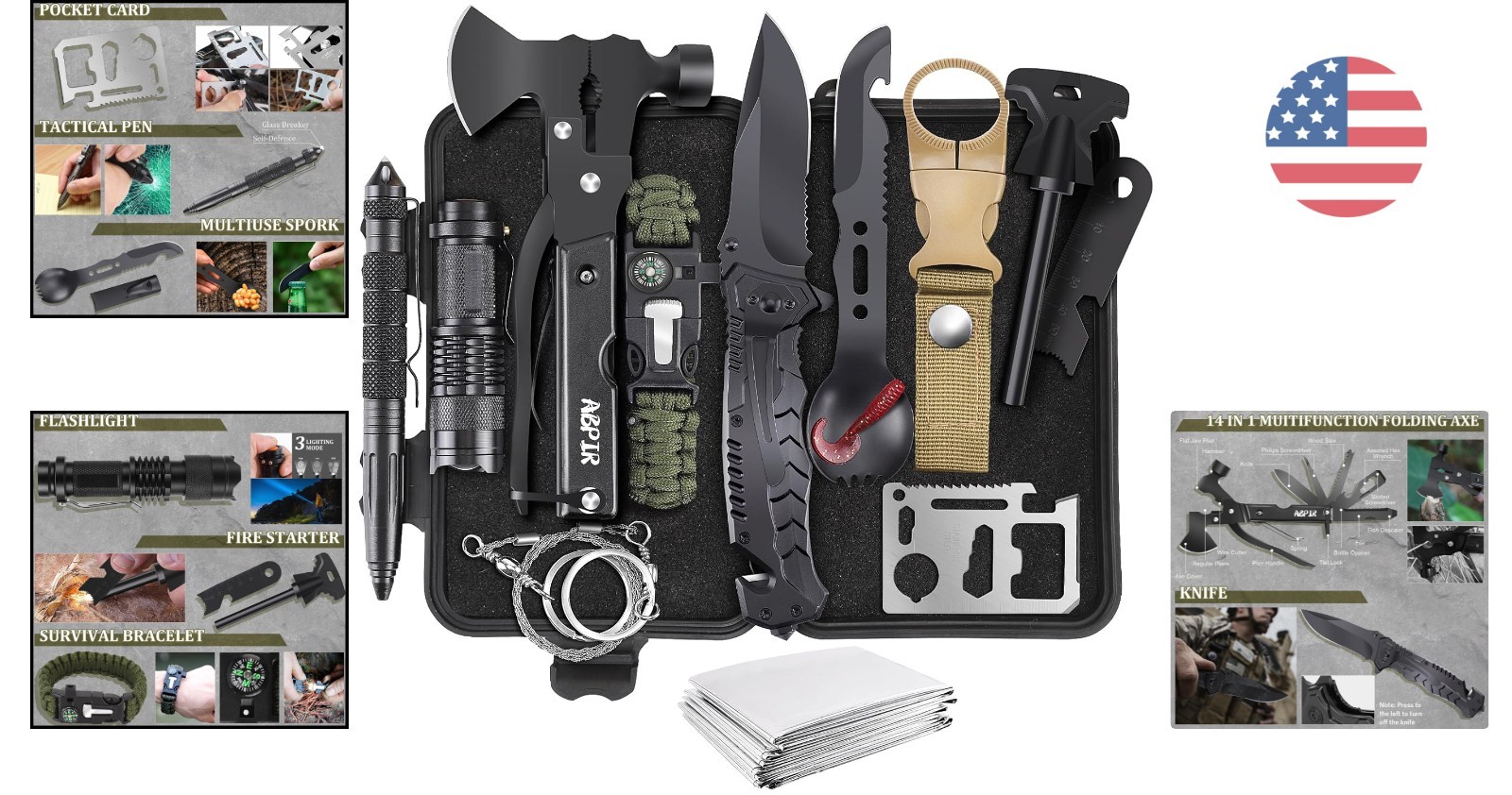 14-in-1 Survival Kit: Essential Gear for Adventurers and Outdoor Enthusiasts