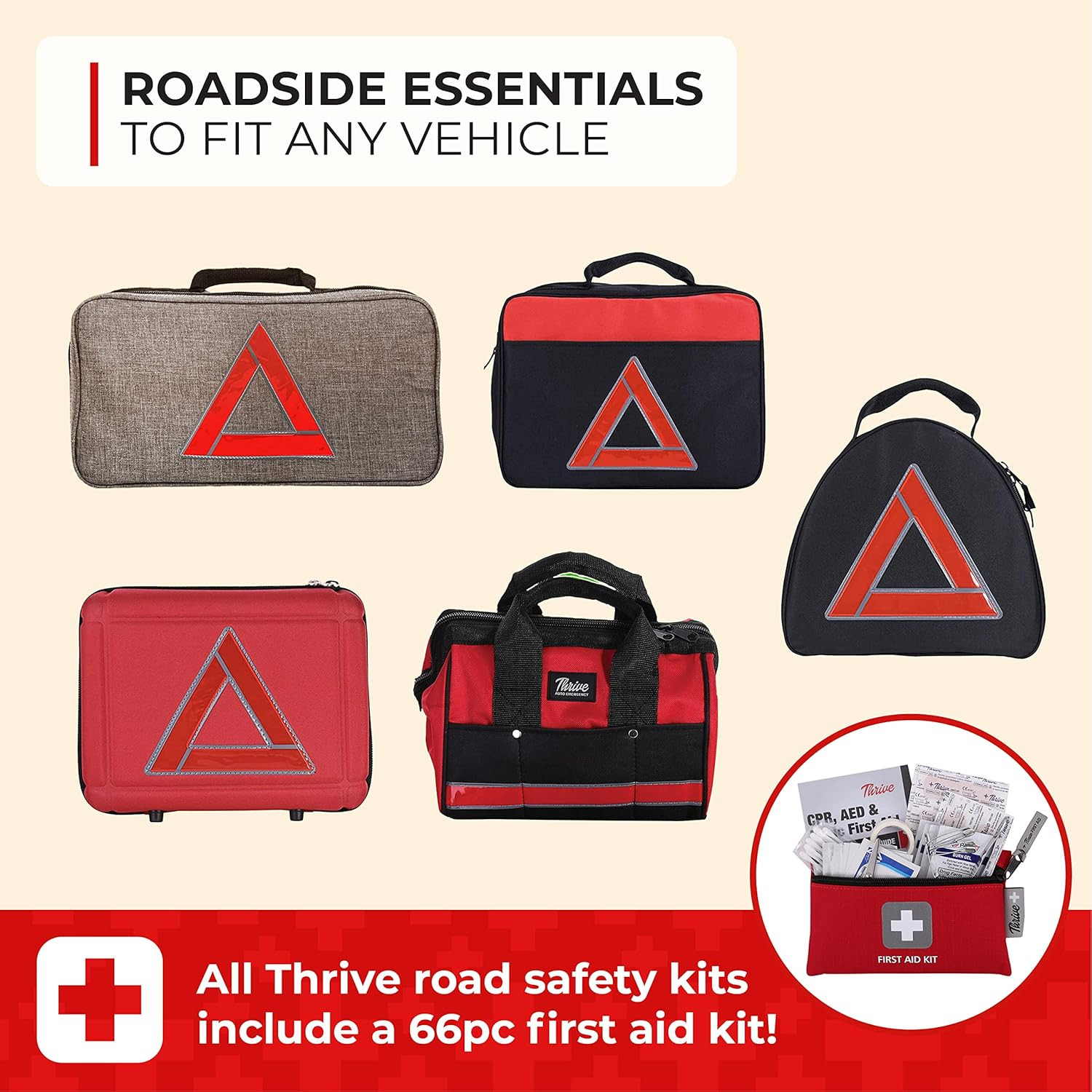 Emergency Car Kit – 104-Piece Set, Red Canvas Bag – Survival Gear & Vehicle Esse