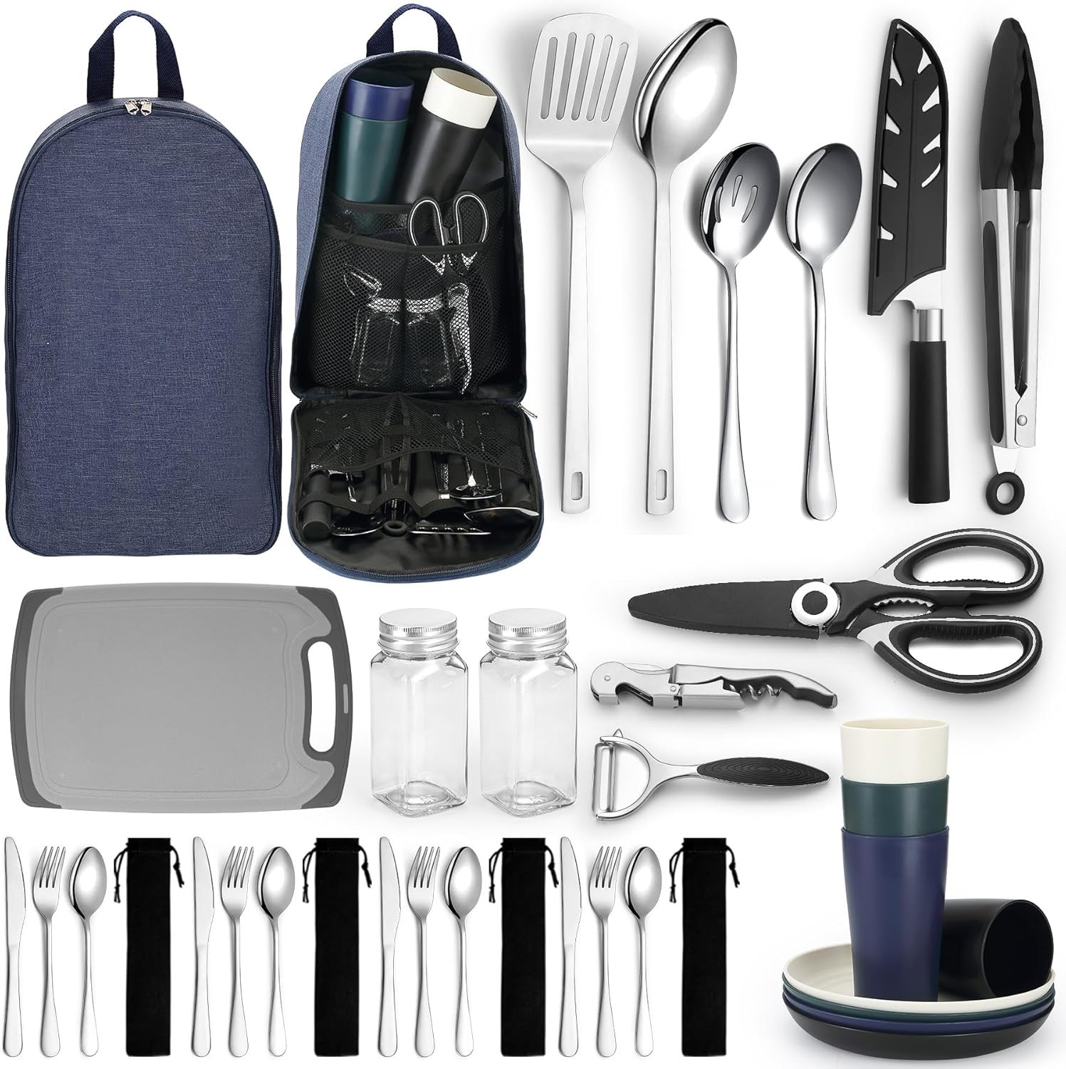 Durable Outdoor Cooking Utensils and Gadget Set with Multi-Compartment Storage