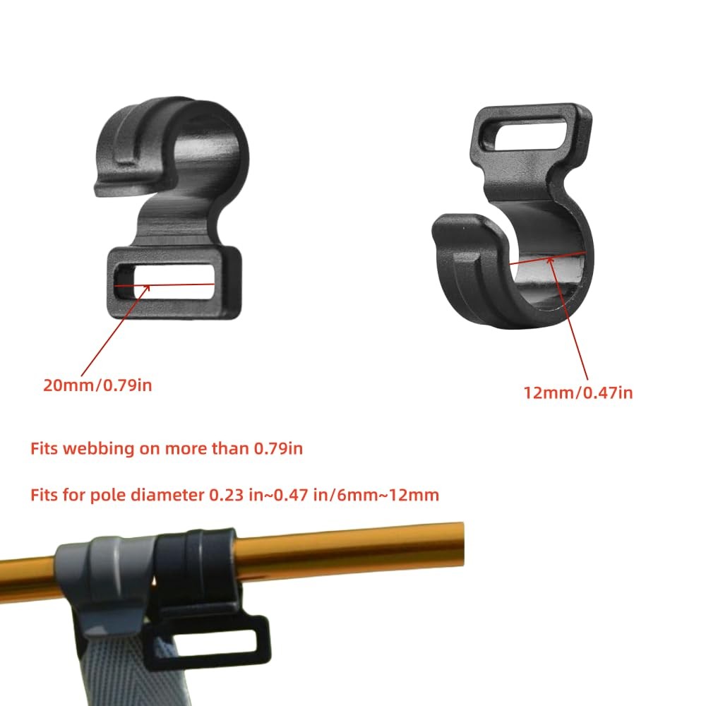 30Pcs Tent Pole Clips,C Clips for Tent, Attachment NO, Black