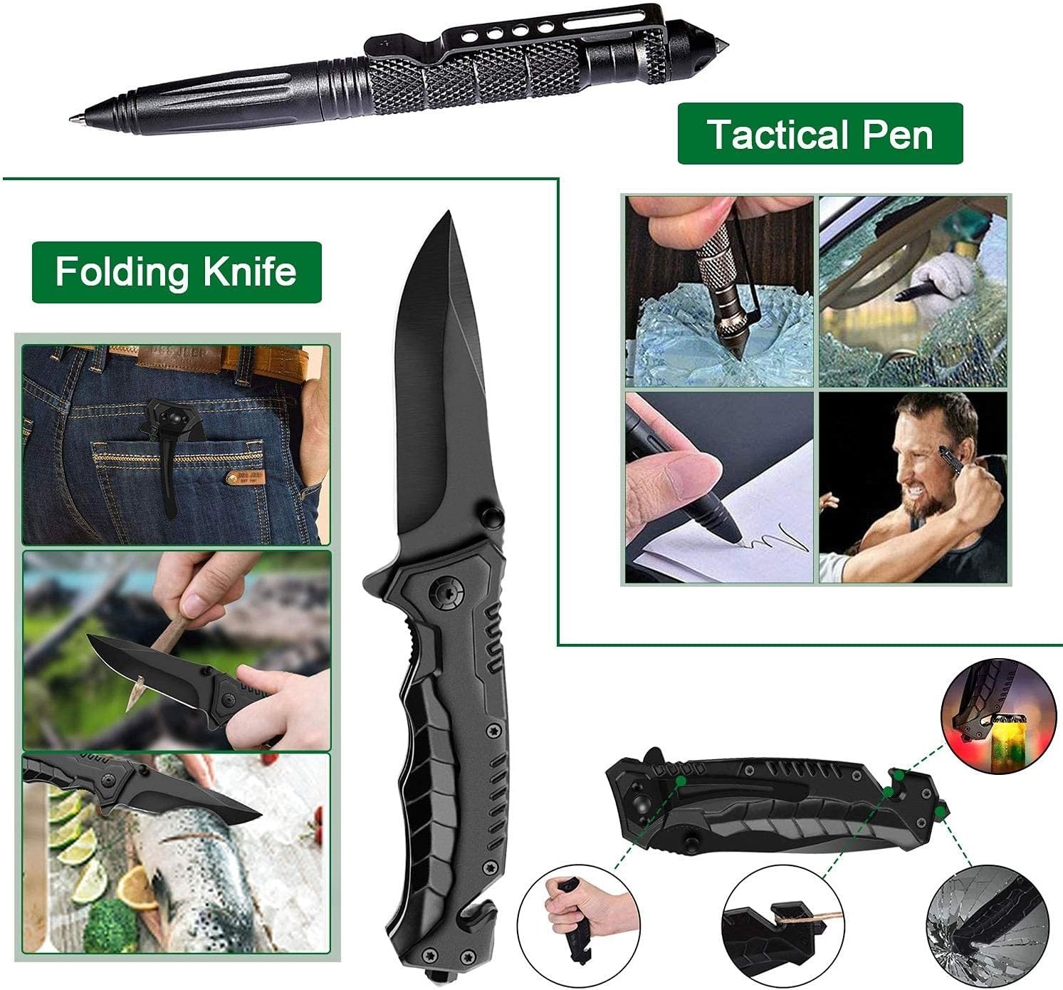 Compact 35 in 1 Survival Kit for Men Lightweight First Aid Gear for Outdoors