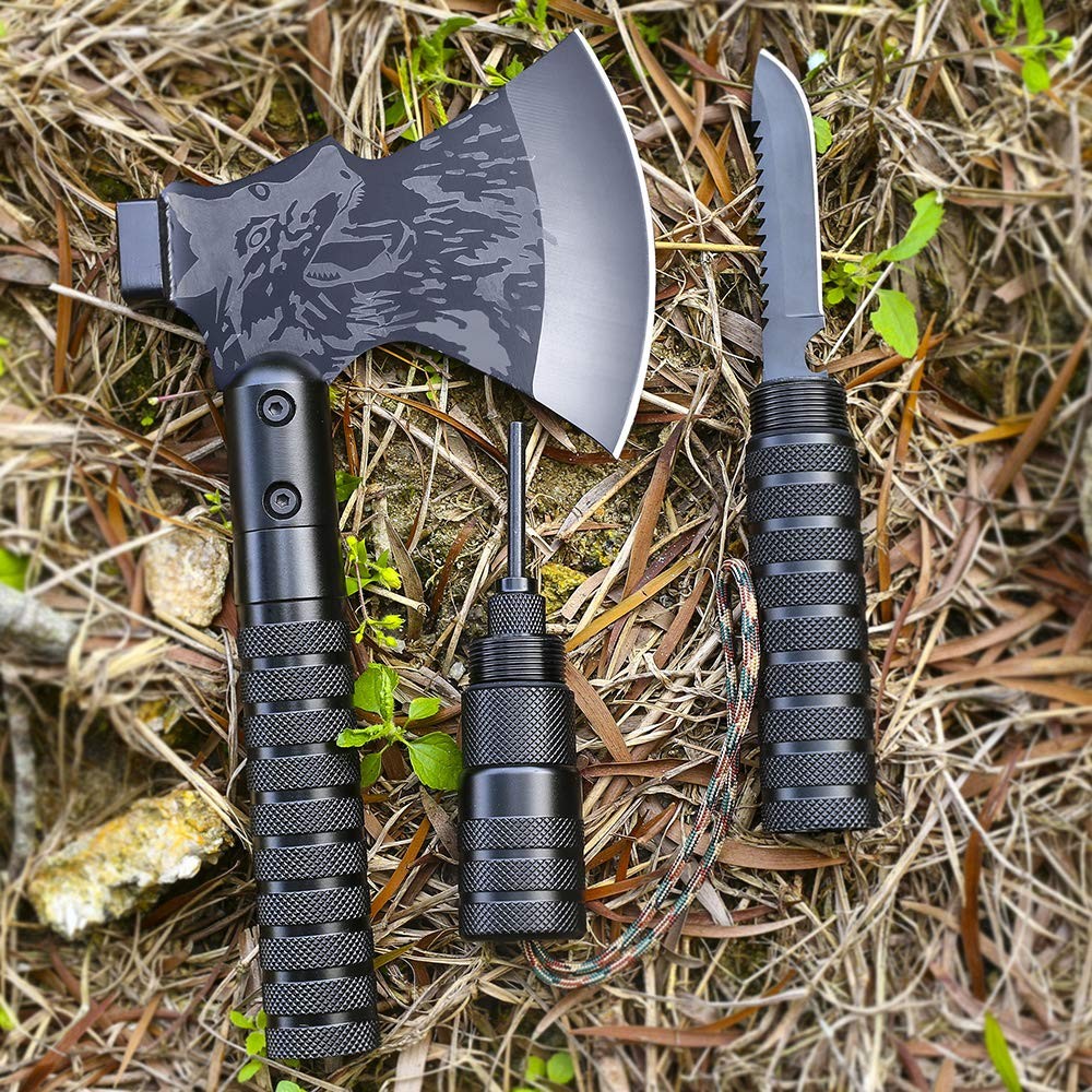 LIANTRAL Survival Camping Axe, Folding Tactical Axe Hatchet with Hammer, Nylo…