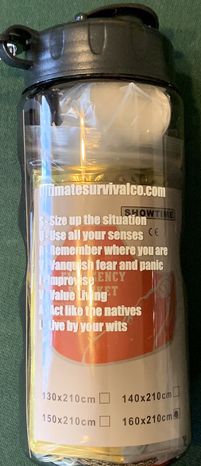 Emergency Survival Water Bottle – Survival Kit Bug out Bag Zombie Hurricane