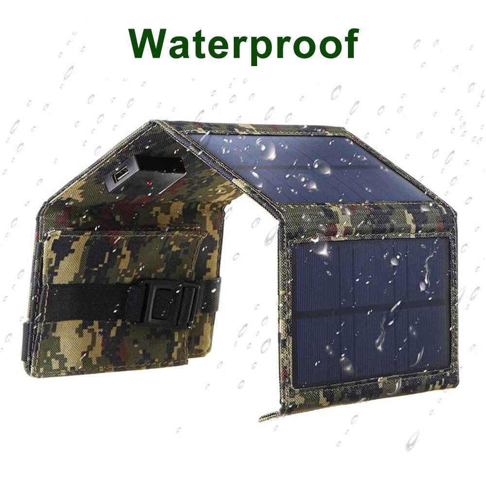 Folding 80W USB Solar Panel Power Bank Outdoor Camping Hiking Phone Charger US