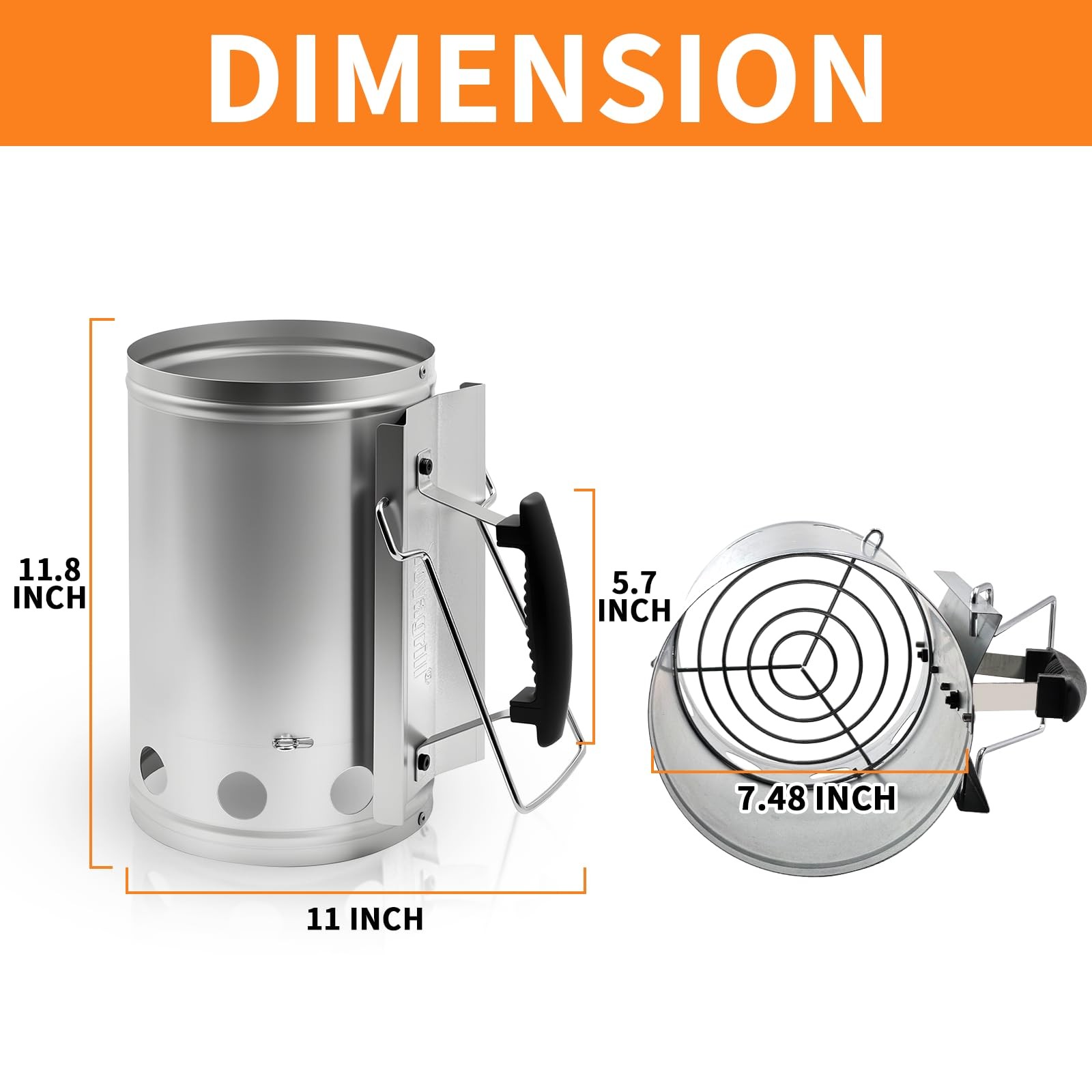 Joyagrill 7.5X12inch XL Charcoal Chimney 7.5x12inch Starter