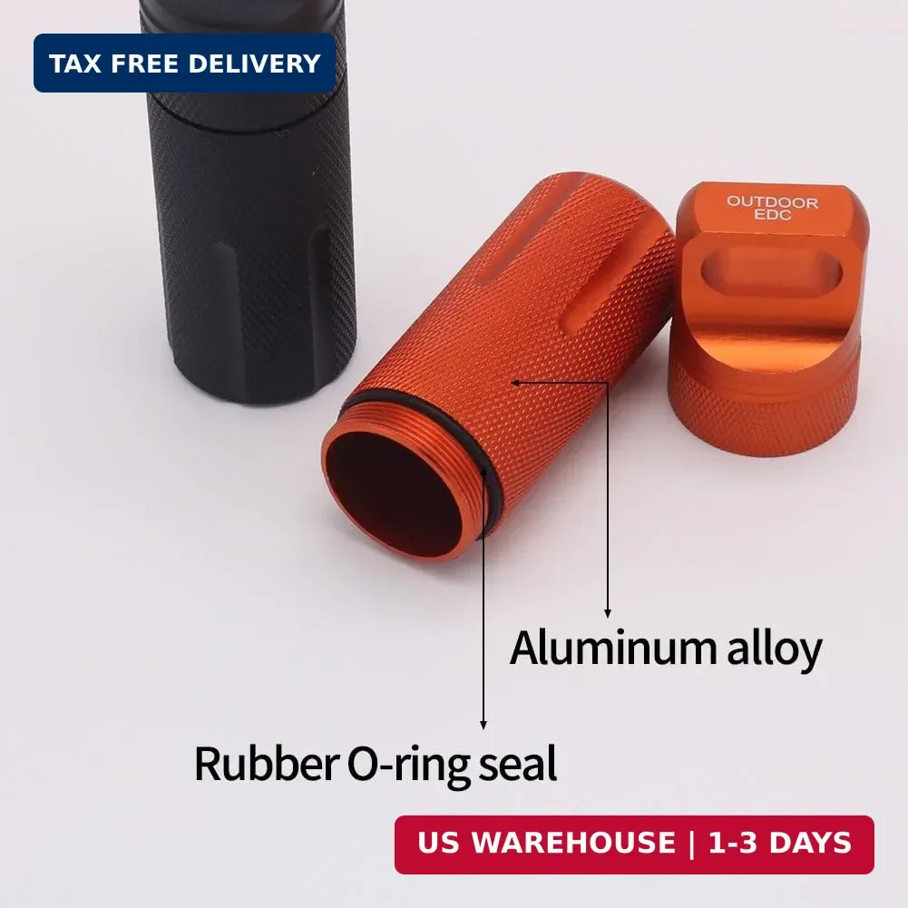 HRX Package Outdoor Waterproof EDC Survival Container Capsule, Airtight Aluminum