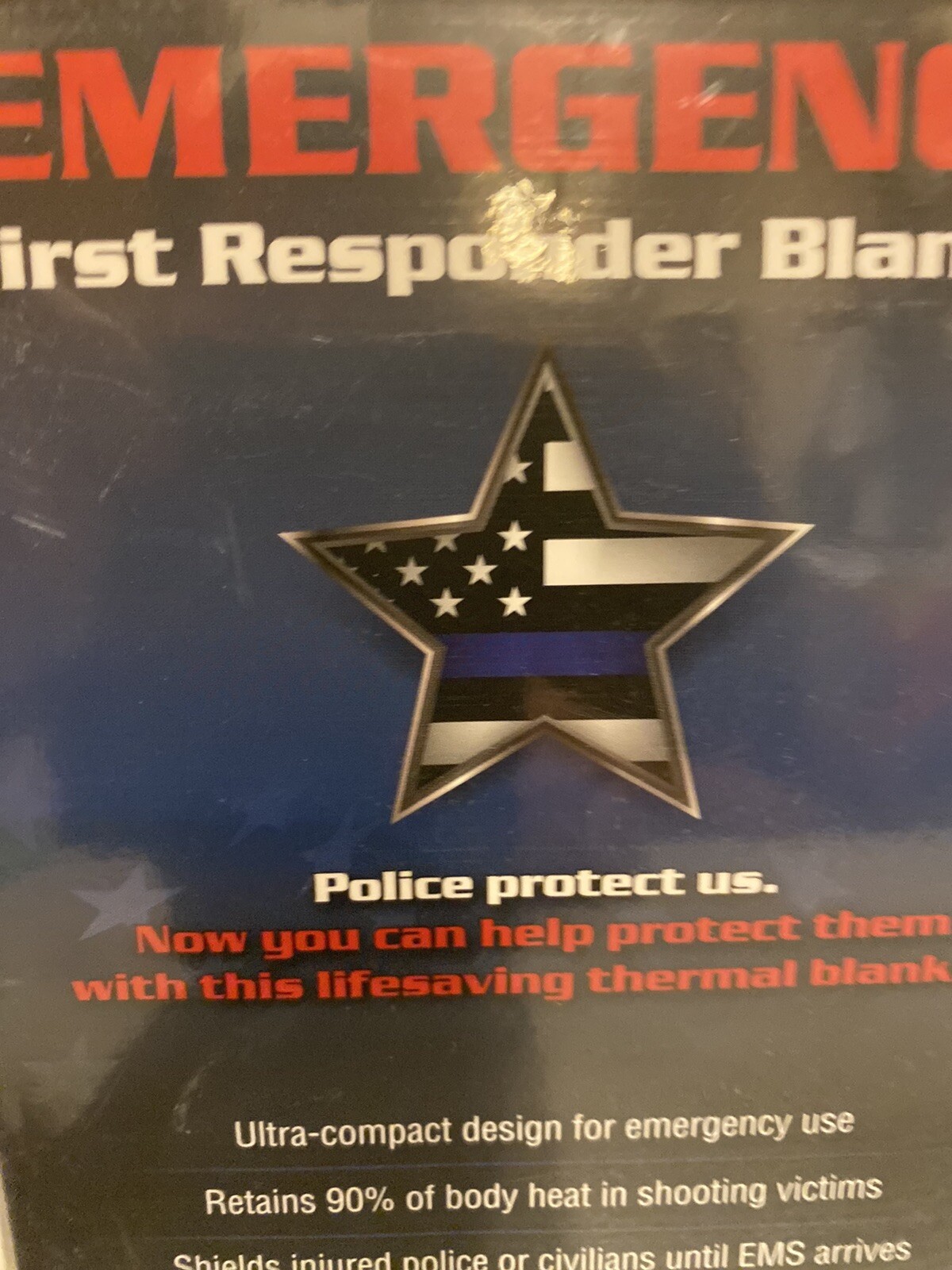 1 Survival Blanket Emergency First Responder, retains 90% body heat, Emergency
