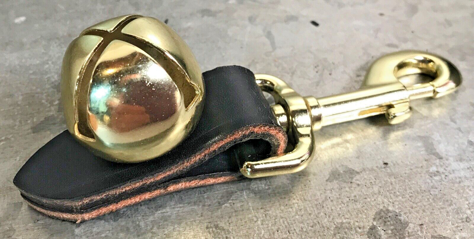 BEAR BELL HD Black Leather Fob 5 1/2″ REPELS Predators Hike Fish Safety Man Dog