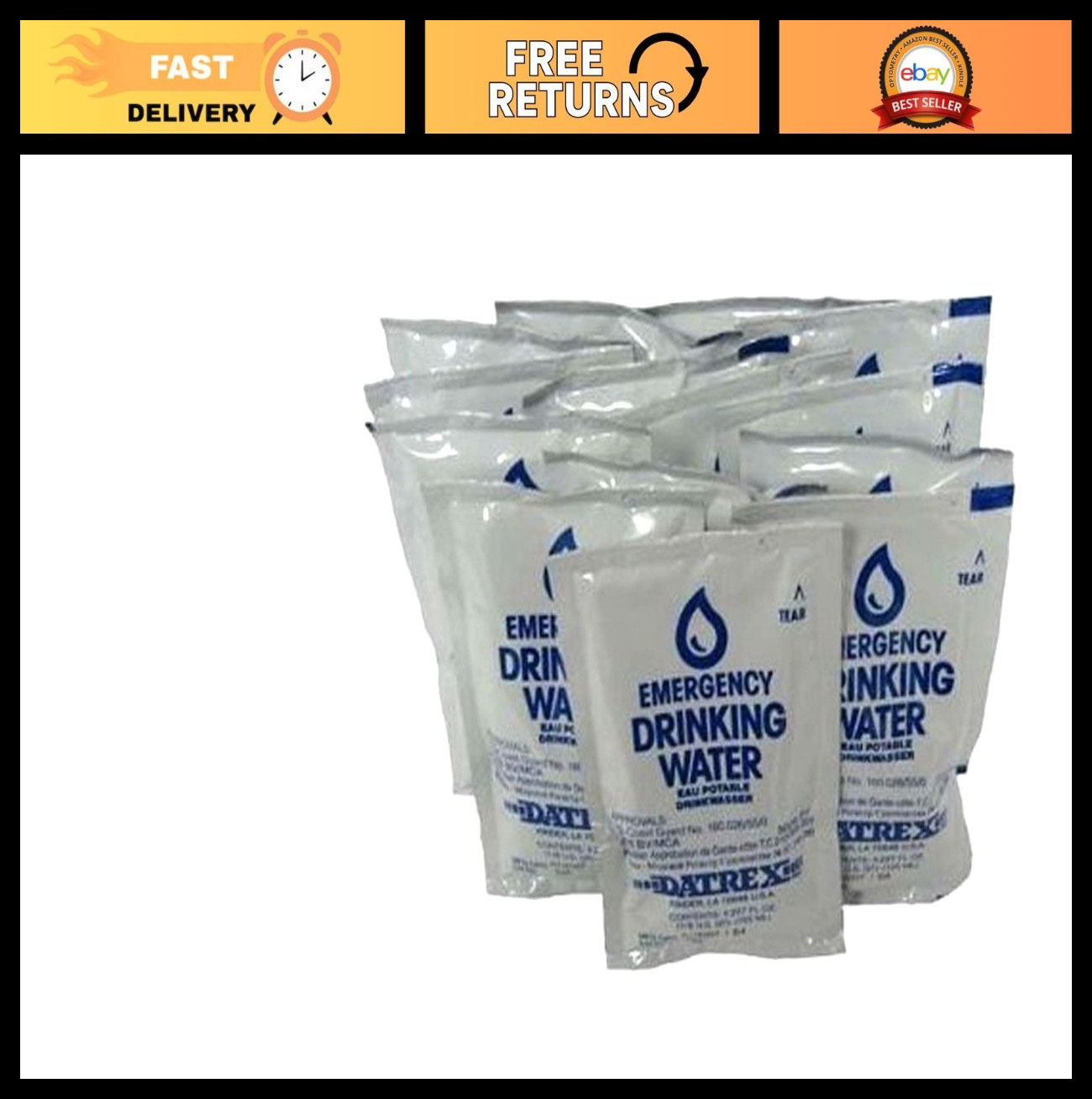 Emergency Water Packets – 4.227 oz, 3 Day Supply (18 Packs) – Survival Gear, Whi