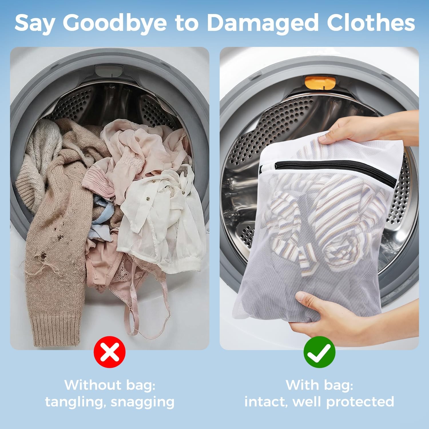 BAGAIL Laundry Bags Mesh Wash Bag for Intimates 3L,3M, Pearl White-Fine