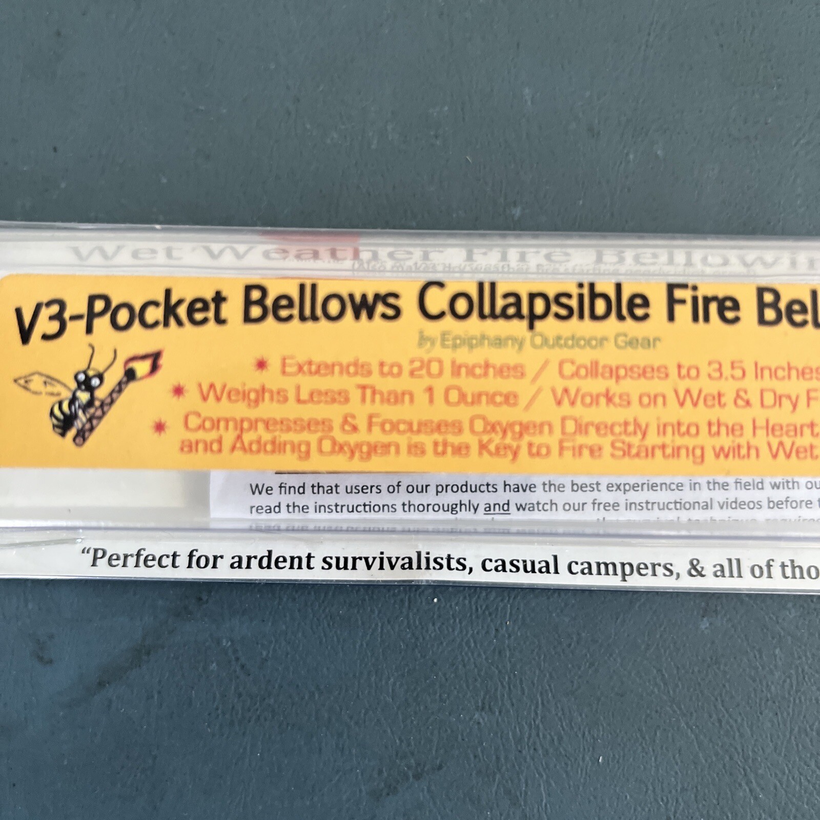 Epiphany Outdoor Gear V3-Pocket Bellows V3-01B Collapsible Fire Bellowing Tool