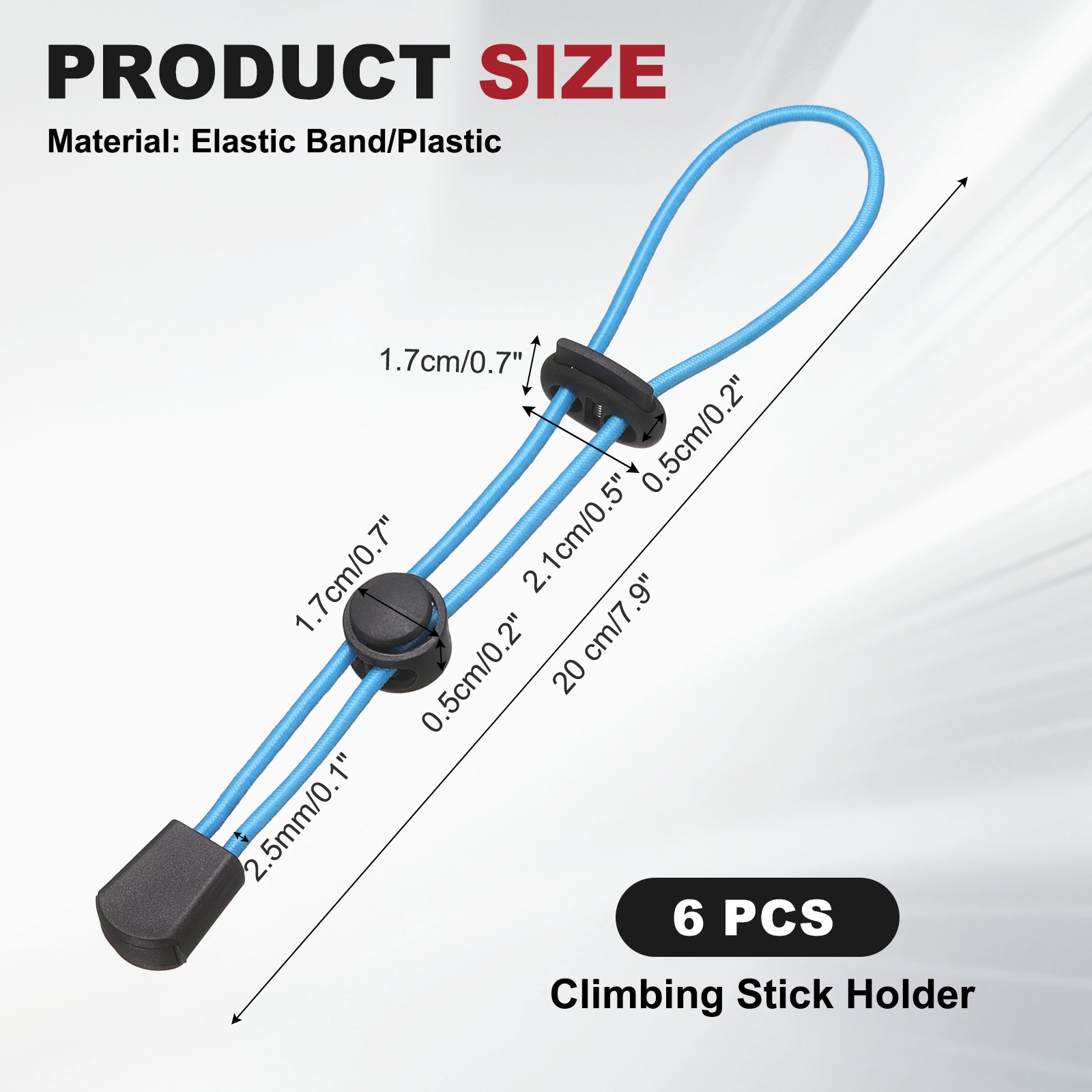 Climbing Stick Holder, Backpack Hiking Pole Ropes 8 Inch & 6 Pcs & Blue
