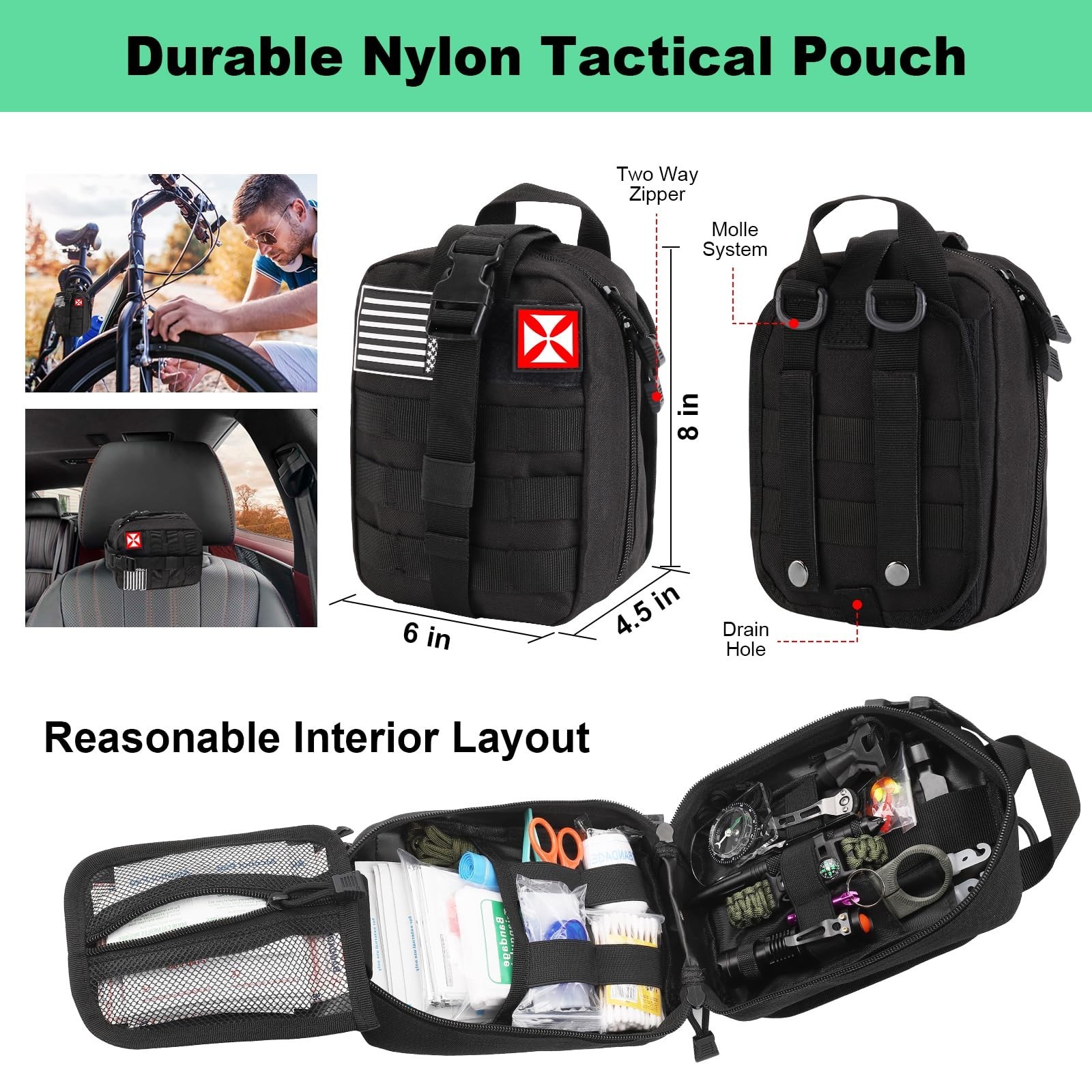 Ultimate 256-in-1 Survival Kit & First Aid Gear with Molle Pouch for Camping, Hi