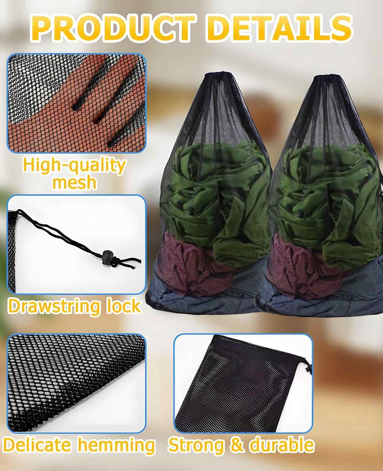 Gaahkai 6 Pack Large Mesh Laundry Bags, 24 x 36″ & 12 x 16″ Large, black