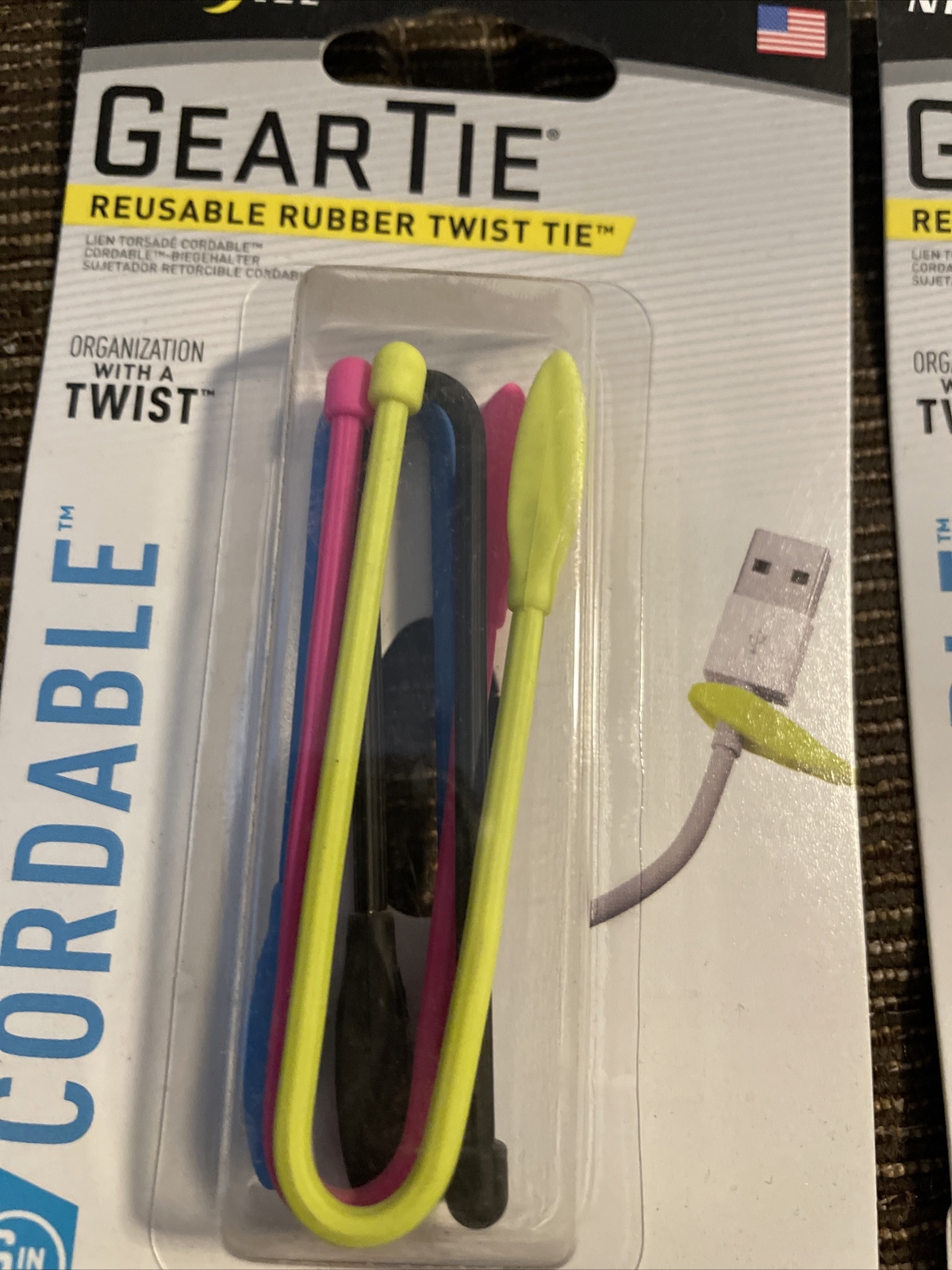 2X Nite Ize Gear Tie Reusable Rubber Twist Tie Assorted Colors New