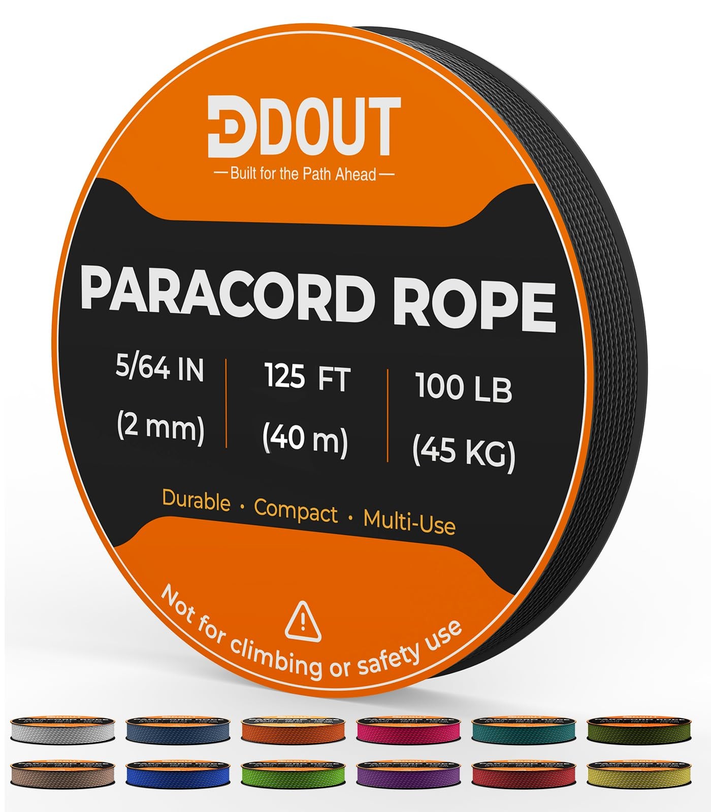 DDOUT 2mm Paracord 100lb, Thin Micro Rope, Black 125FT 125 ft,
