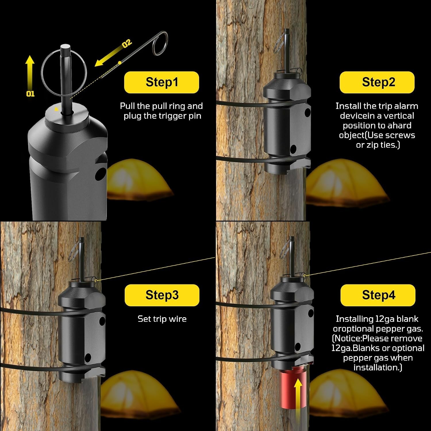 Durable 12 Gauge Trip Alarm Device – 6 Pack for Secure Camping & Outdoor Use