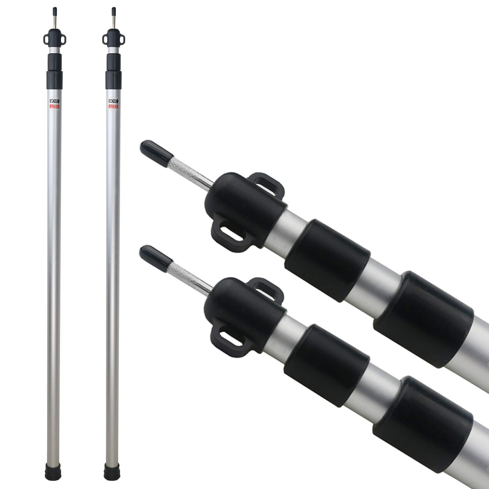 Sunnyglade 2 Pcs Adjustable Tarp Poles, Silver 43.5 inches x [width],