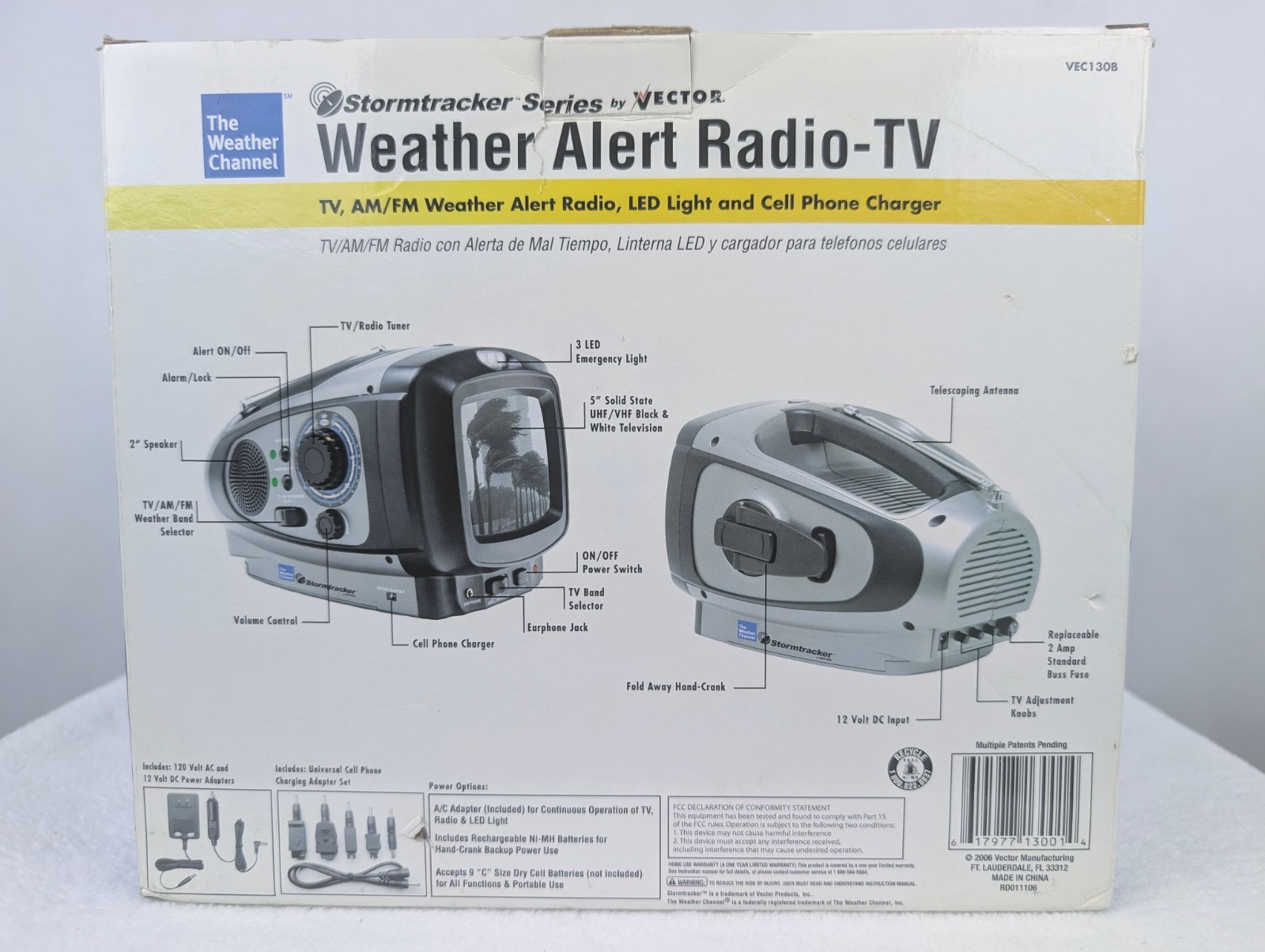 Vintage Vector Stormtracker VEC130B Weather Alert Radio TV Alarm Clock TESTED