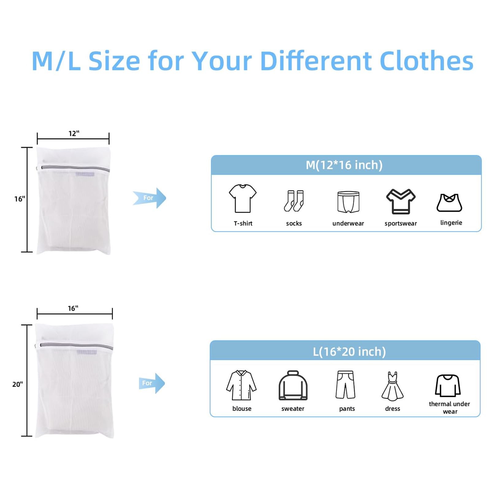 Fine ​Mesh Laundry Bags​ with Zipper-Multi Size Bags For Large, 4