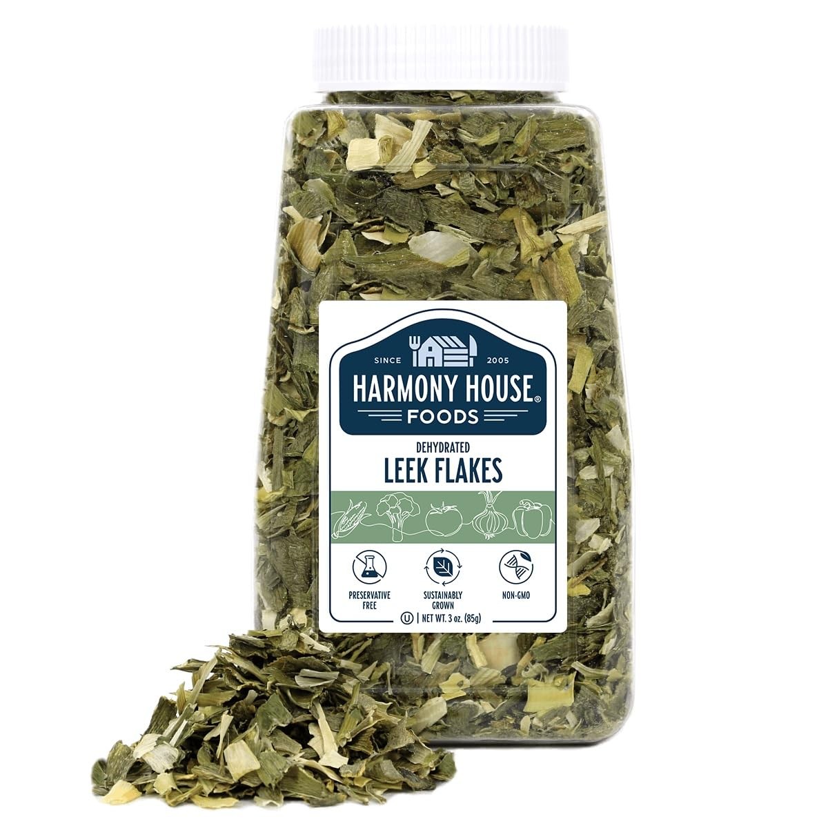 Harmony House Foods Dehydrated Leek Flakes – Air Dried 3 Ounce (Pack of 1)