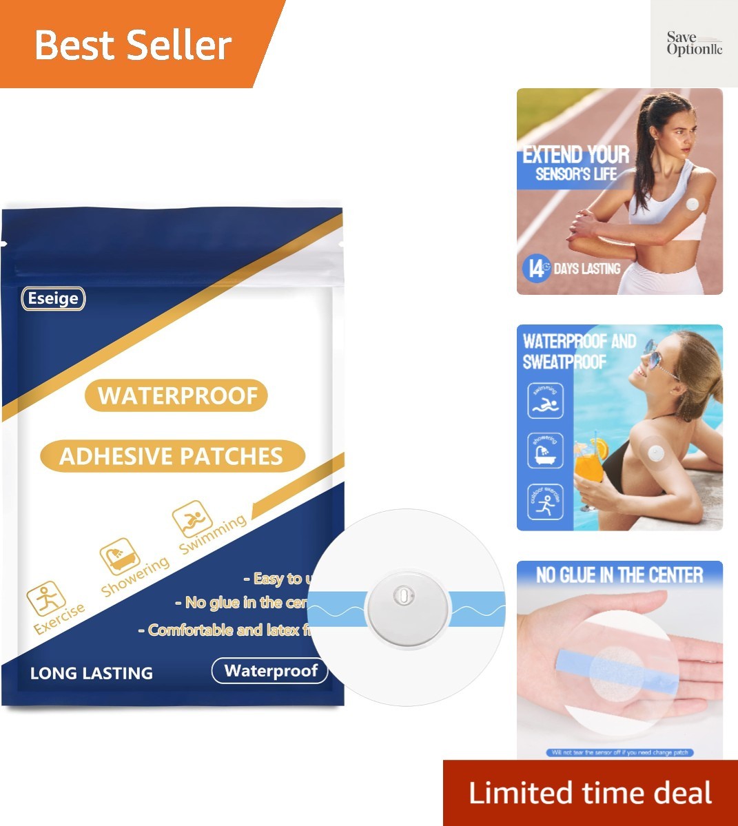 Libre 3 Sensor Covers-60 Pack Waterproof Adhesive Patches -Transparent CGM Tape