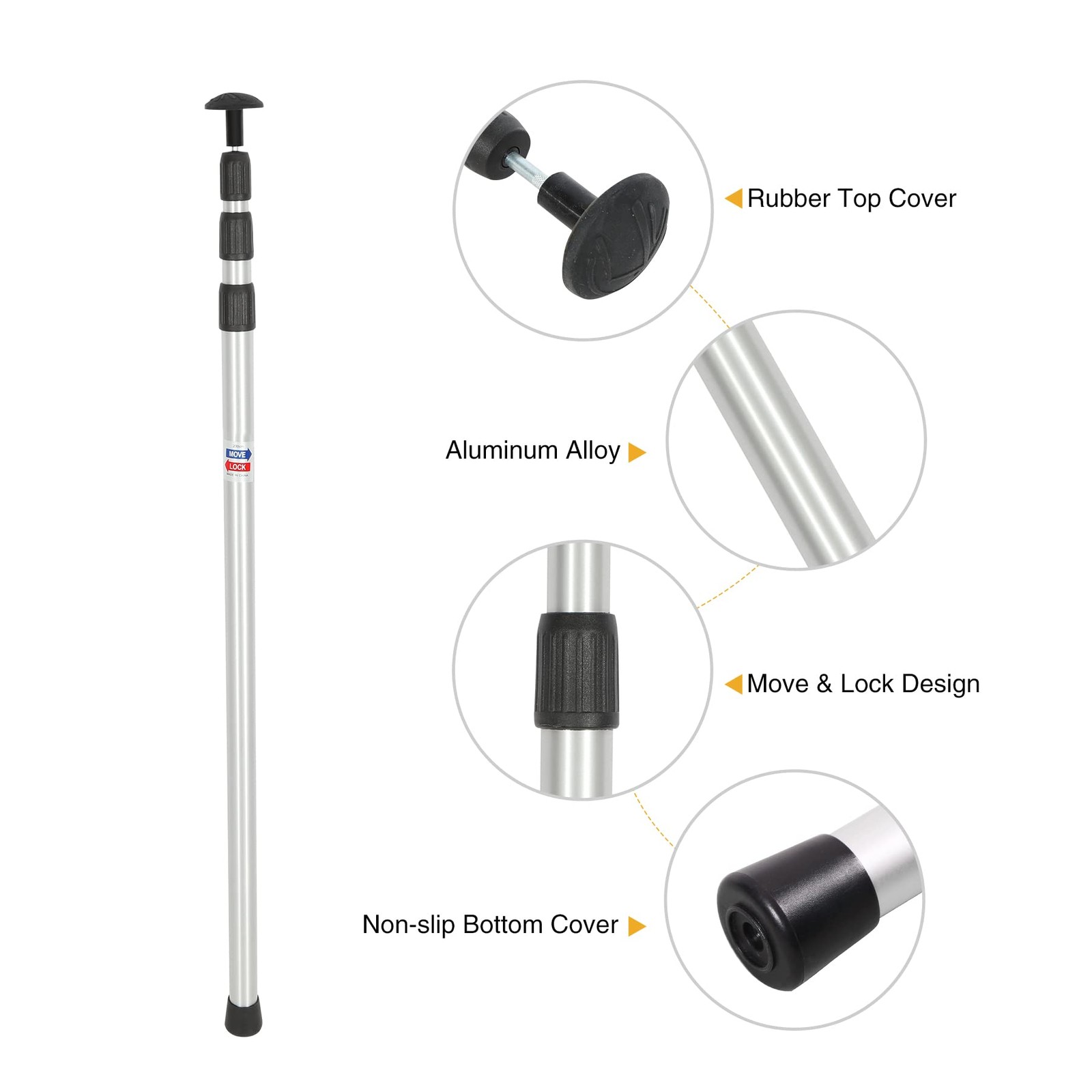 REDCAMP Aluminum Adjustable 35.43-90.55in (3 Section, Telescoping), Silver