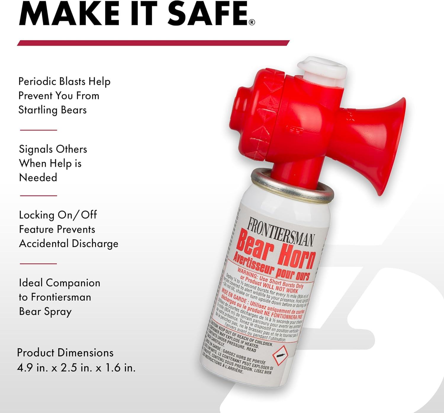 Frontiersman Bear Horn, 130Db Audible up to 0.5 Miles, Nonflammable & Eco-Friend