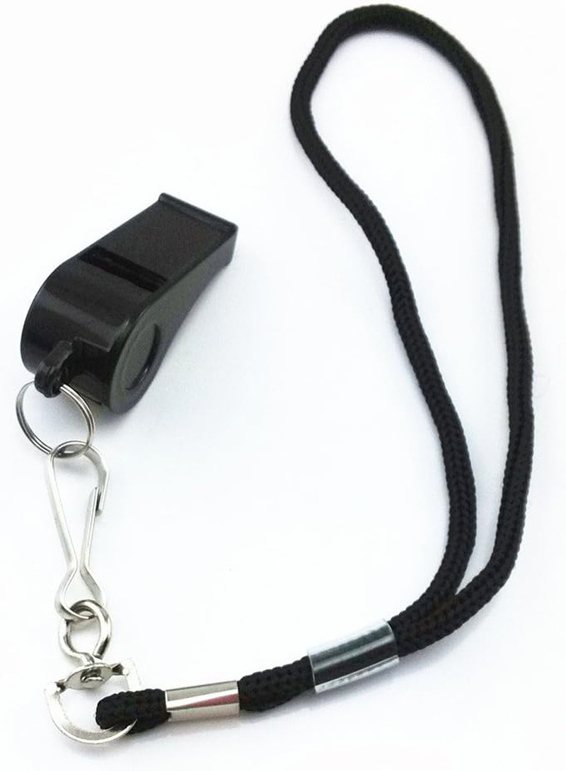 Plastic Coach Whistles with Wrist Strap, Emergency Whistles with Short Lanyard,