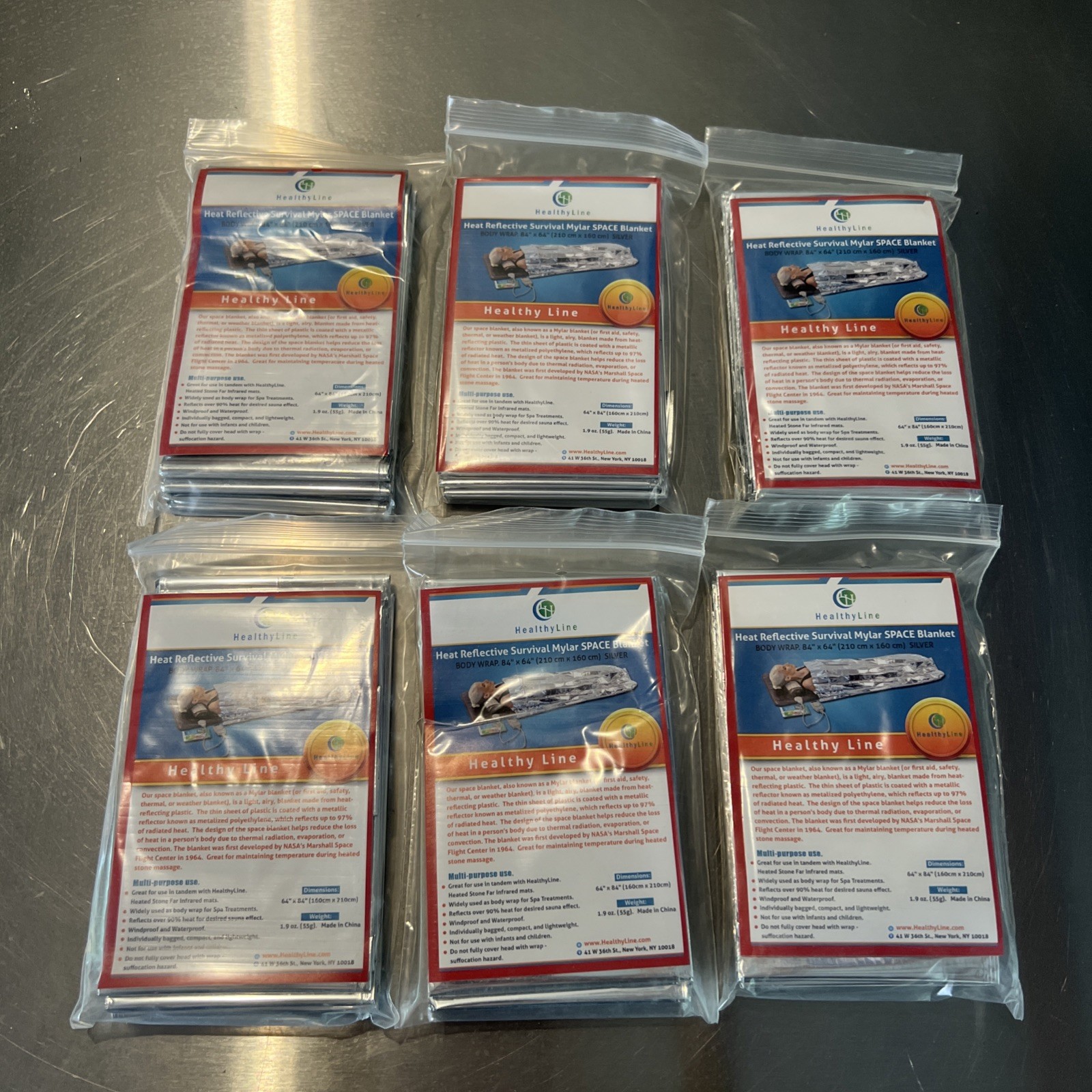 6 PACK EMERGENCY FOIL BLANKET/SURVIVAL/INSULATING/MYLAR/THERMAL HEAT/HEALTHYLINE