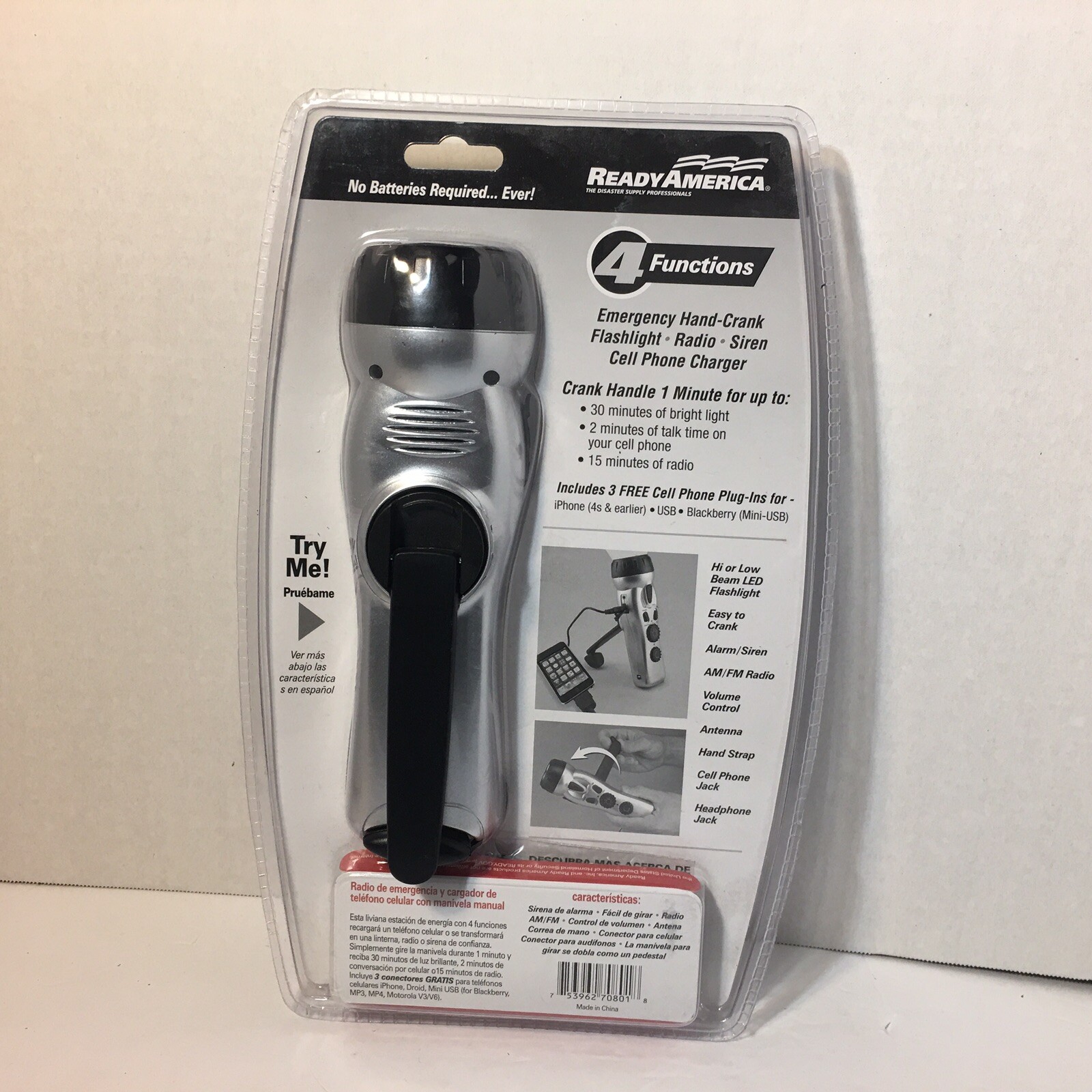 Ready America Emergency Power Station Flashlight | Radio | Siren | Phone Charger
