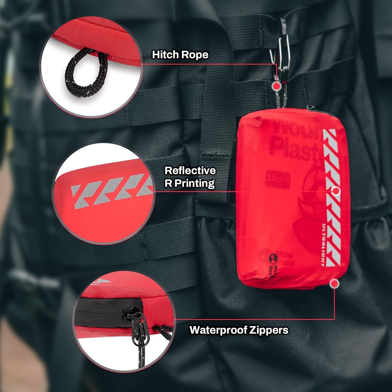 RHINO RESCUE EDC First Aid Kit for Travel, Mini Water-Resistant & Ultralight Por