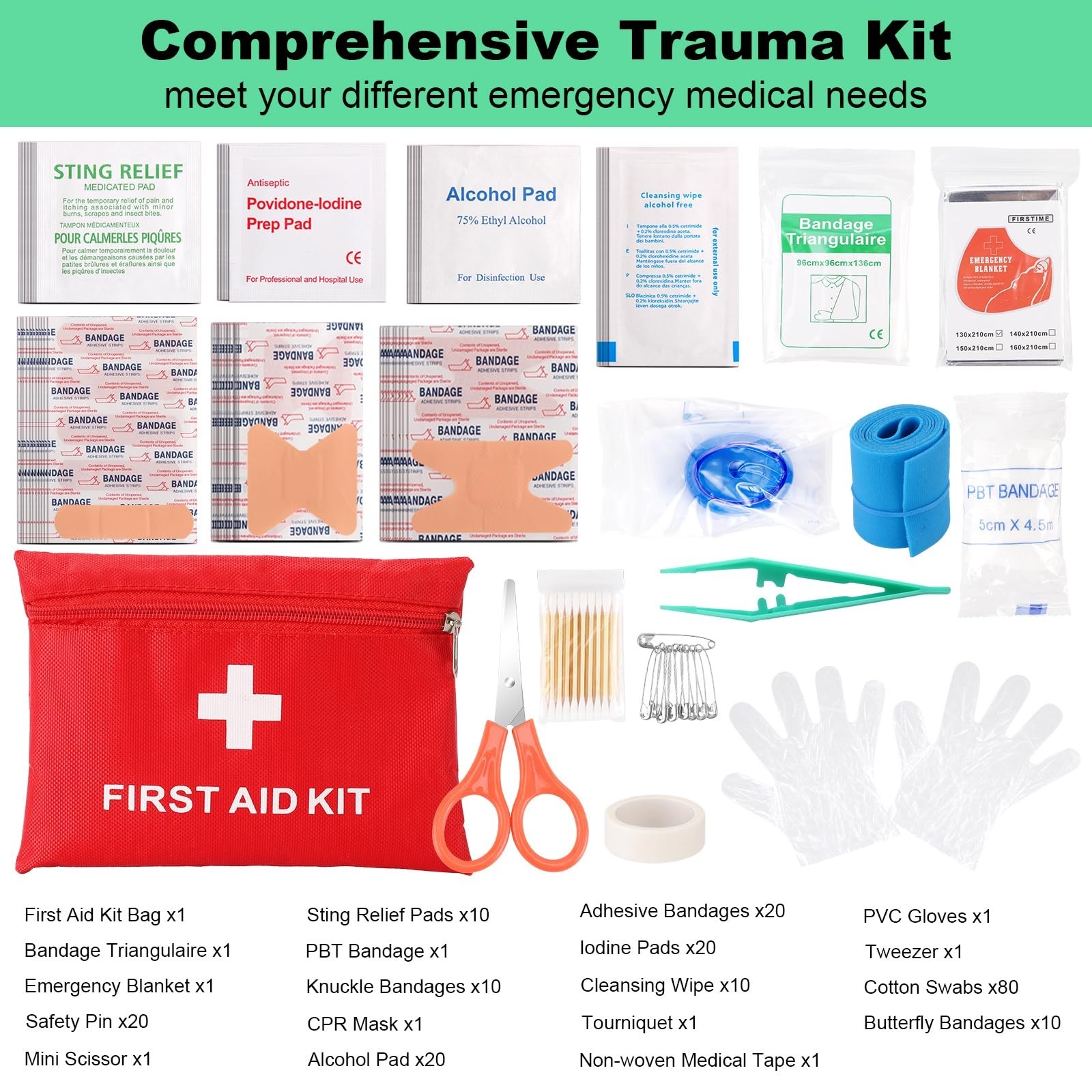 Ultimate 256-in-1 Survival Kit & First Aid Gear with Molle Pouch for Camping, Hi