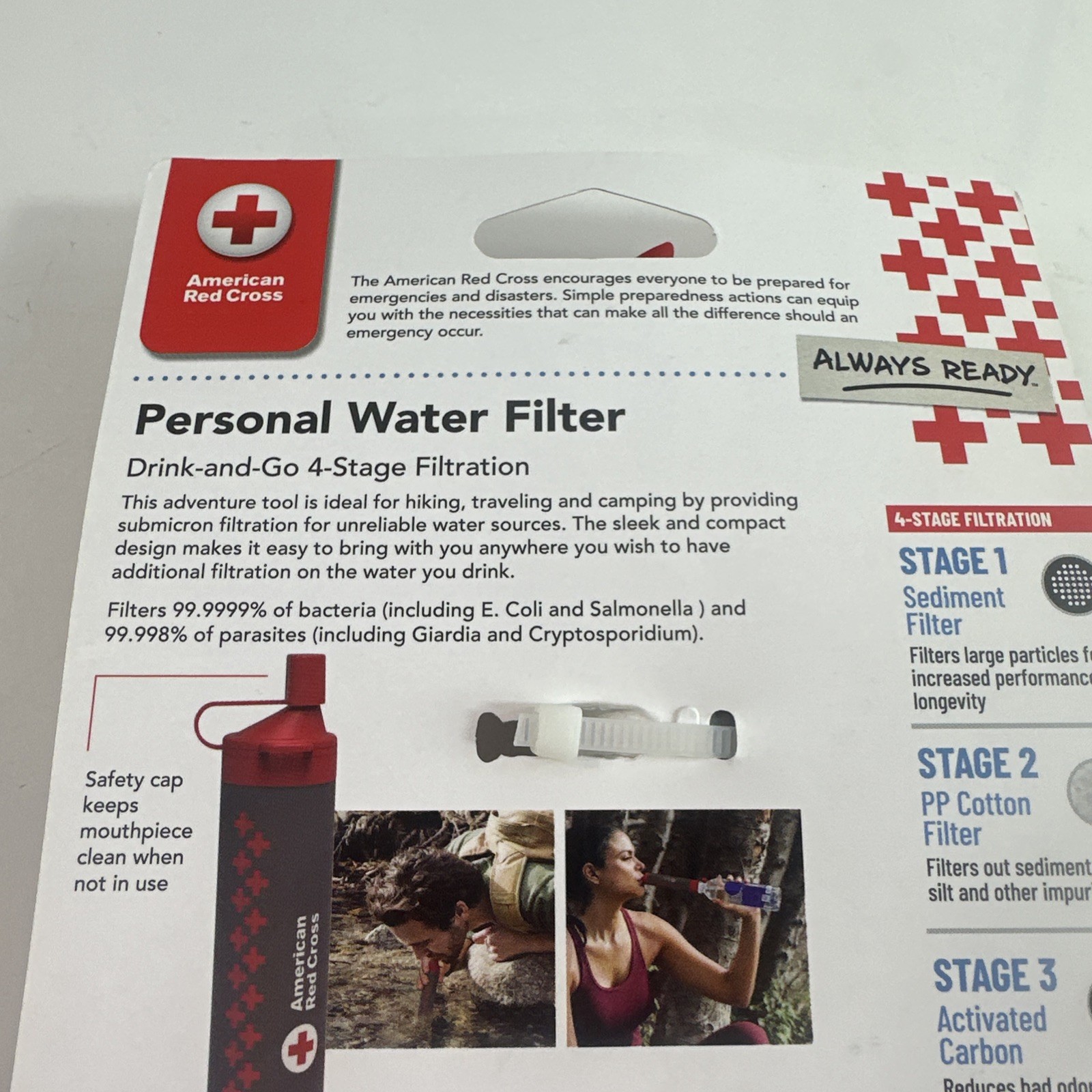 American Red Cross 4-Stage Personal Water Filter 99.99% Filtration BPA-Free