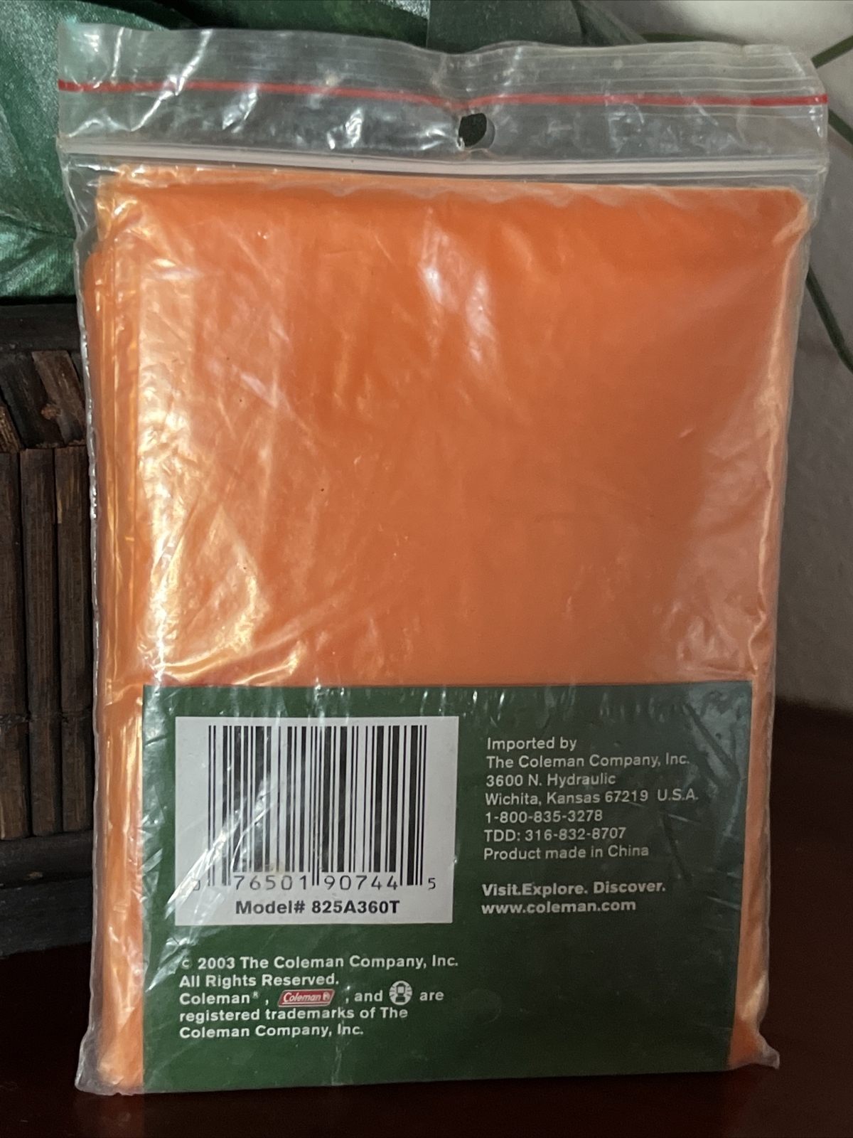 Coleman Poncho Rain Disposable Emergency Bright Orange, One Size, NIP NWT