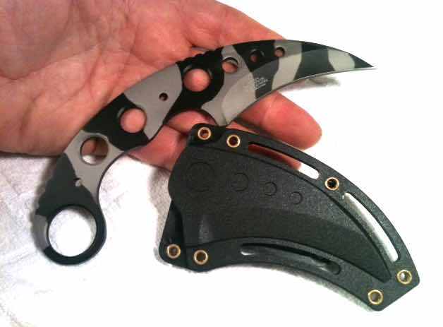Camo Pocket Folding Karambit Knife + Camo Tactical Karambit Fixed Blade 7″