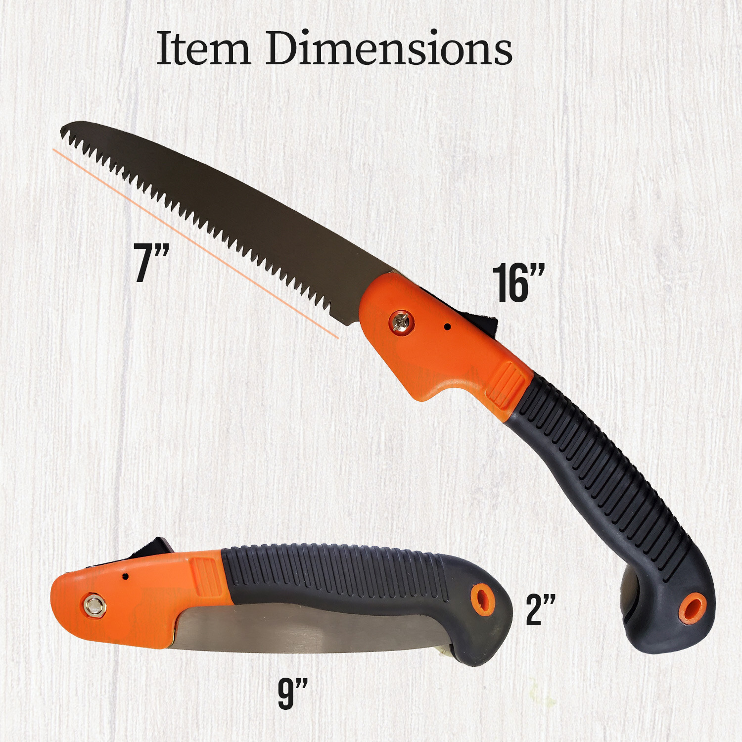 Sirius Survival 7 Inch Blade Folding Carbon Steel Camp Saw w Slip Resistant Grip