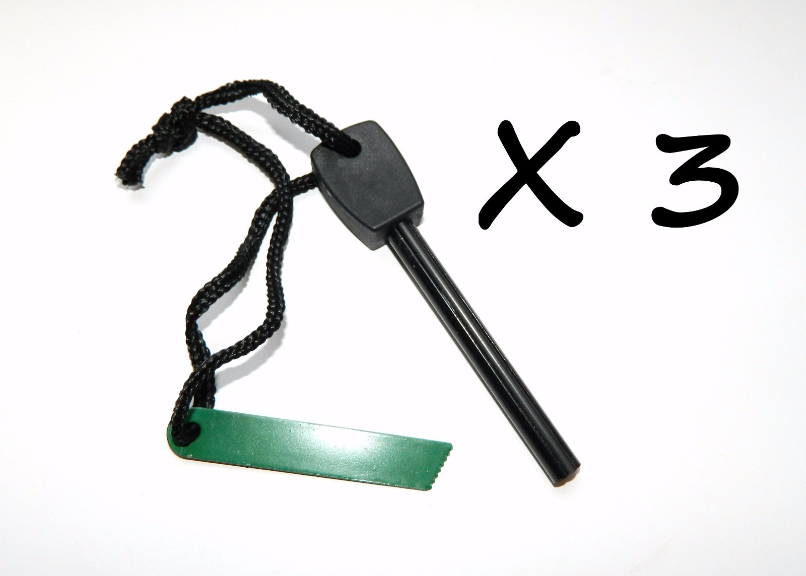 3 X Flint Magnesium Fire Striker/Starter – Scrapable Magnesium + Thin Solid Rod