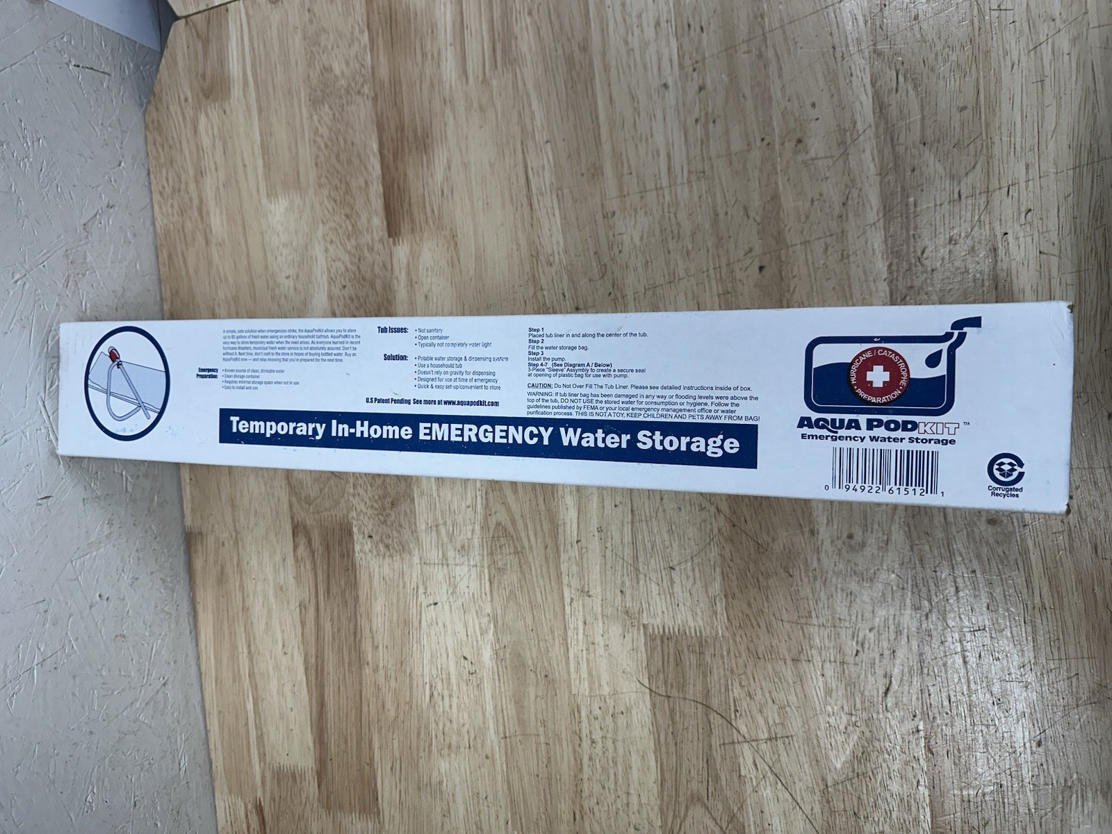 AquaPod Kit 65 gal In-Home Bathtub Emergency Water Storage Brand New Open Box