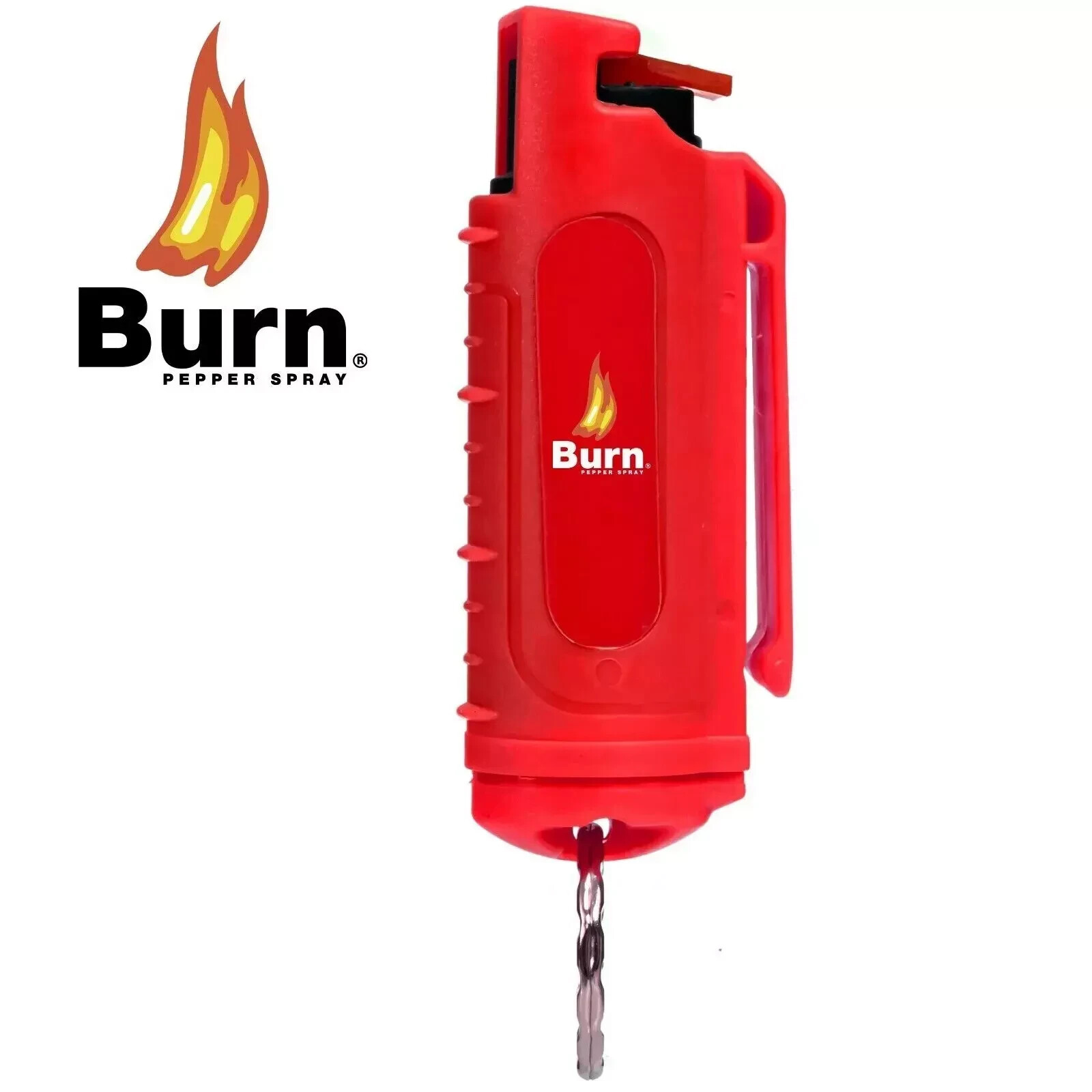 4 BURN Pepper Spray Keychain 1/2oz Self Defense Red Safety Lock Case Molded