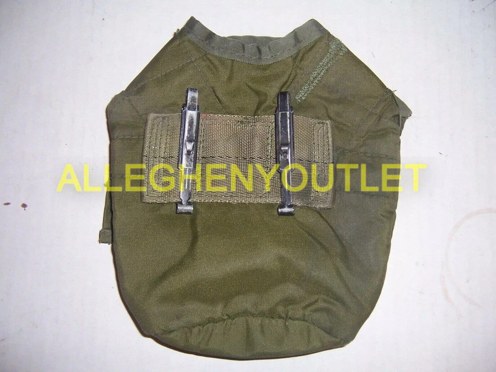 US Army Military Issue 1 QT QUART CANTEEN COVER POUCH OD NYLON w ALICE CLIPS VG