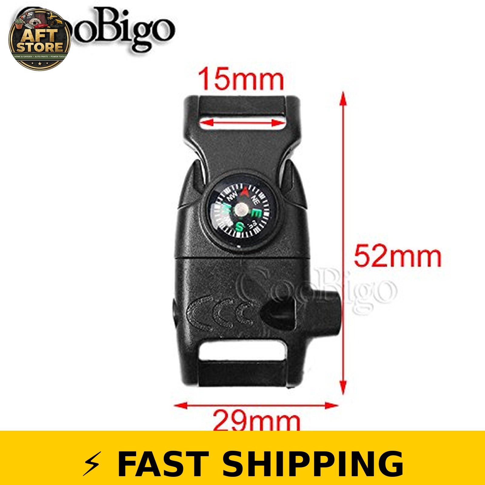 CooBigo 12pcs Mix Color Compass Fire Starter Whistle Buckle Set