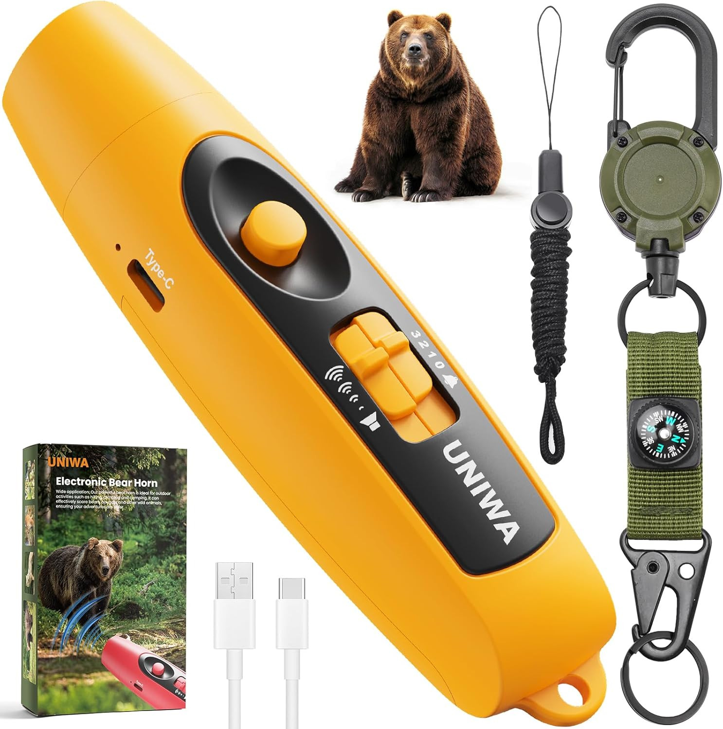 Electronic Air Bear Horn, 120±5 Db Loud Air Horn for Safety Hiking Camping Emerg