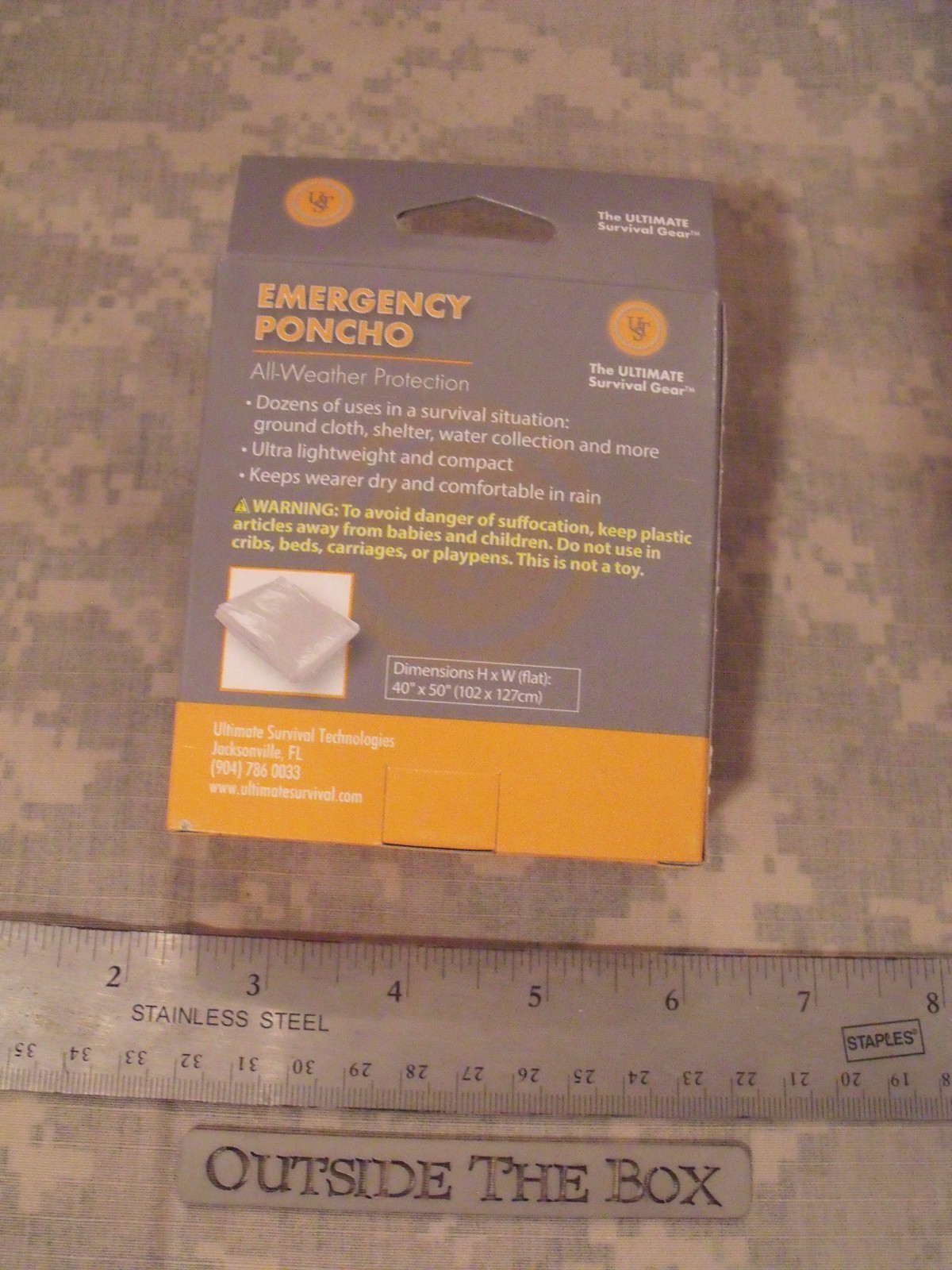 UST: Emergency Poncho – Portable Weather Protection w/Hood, Clear (Retail Boxed)