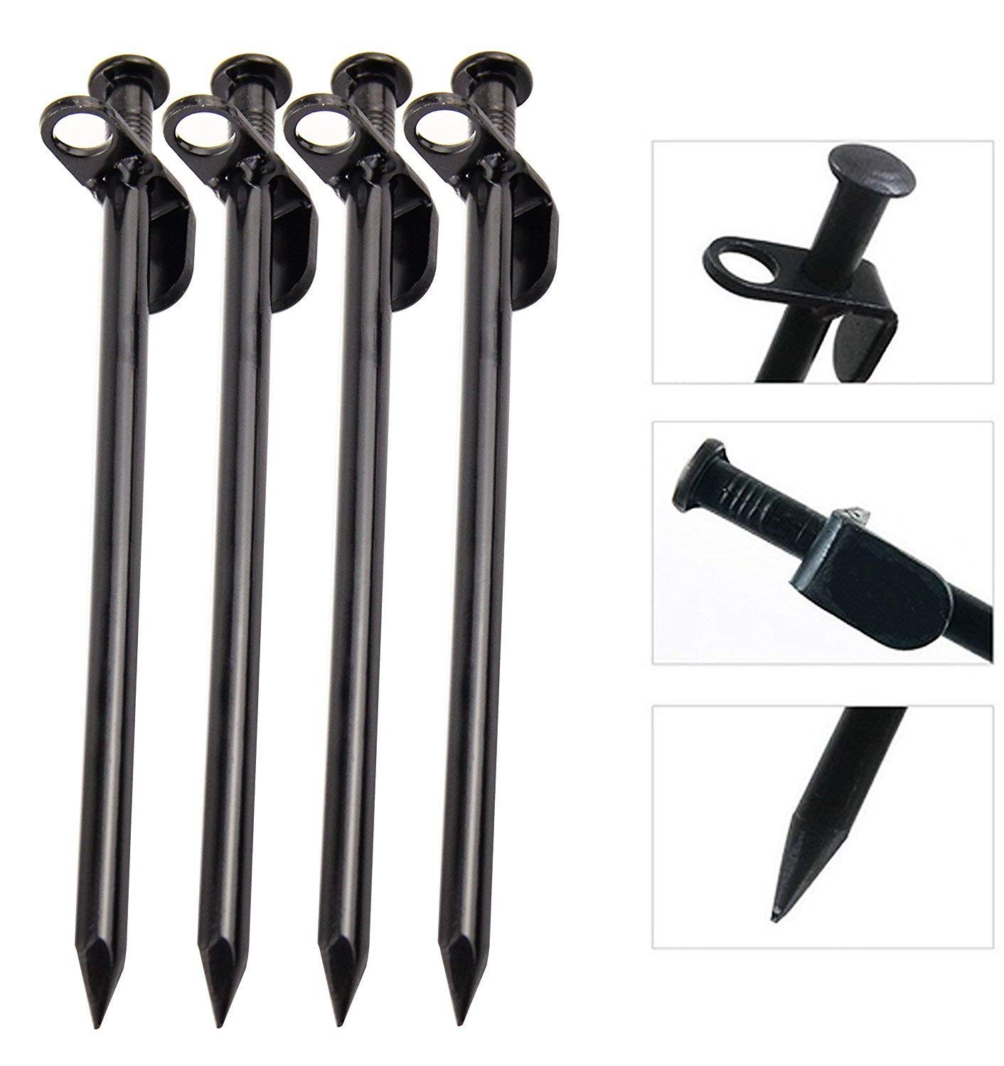 IUMÉ 10-Pack Tent Stakes, Black / 11.8inch 11.8 Inch x 1.4 Inch, 10-PACK