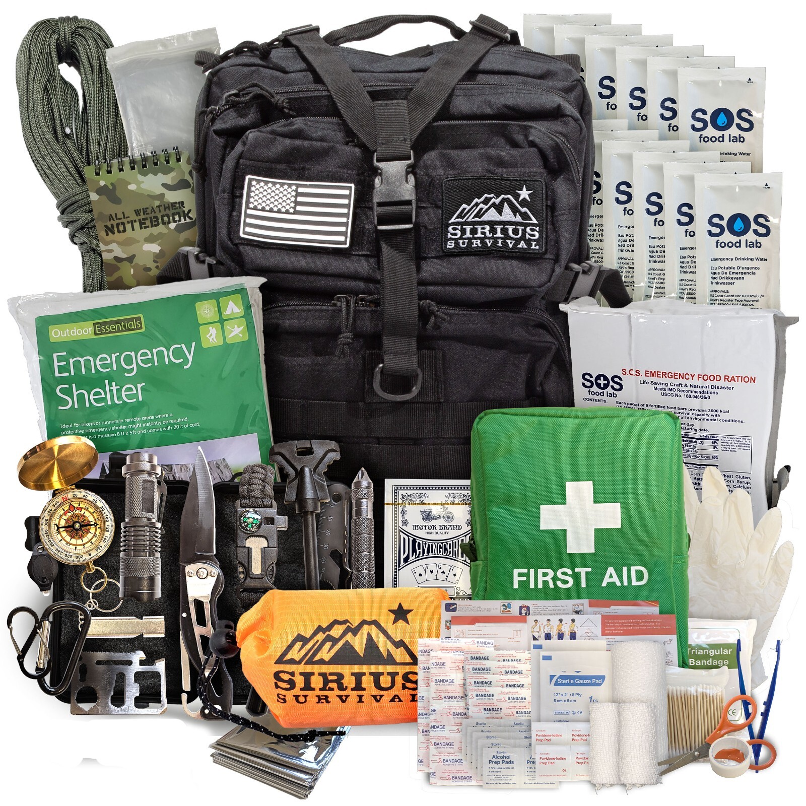 Bug Out Bag Starter Kit – 72 Hour Kit for 1 Person – Backpack Survival Kit