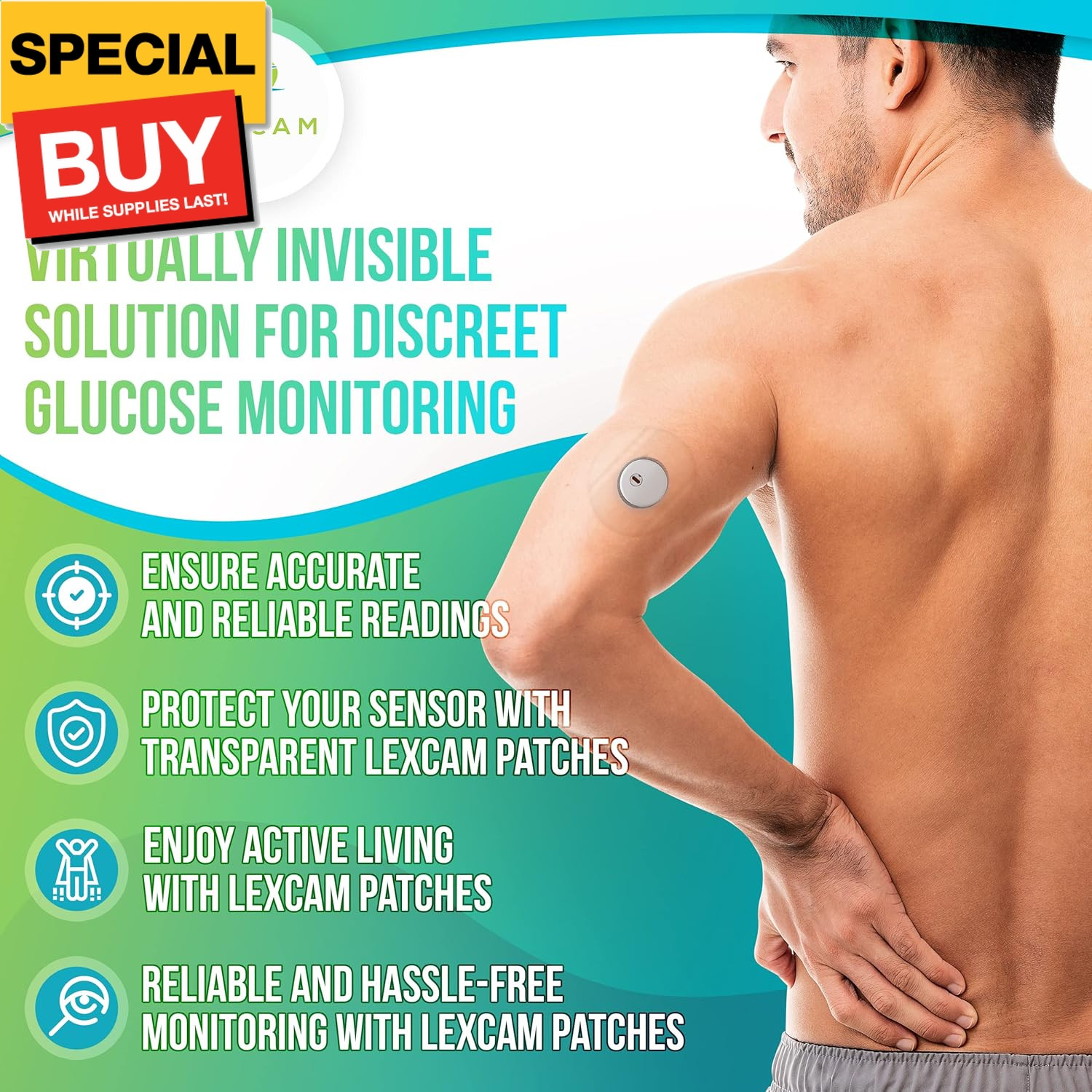 Adhesive Freestyle Libre 3 Only Sensor Covers – Pack of 20 Patches, Waterproof,