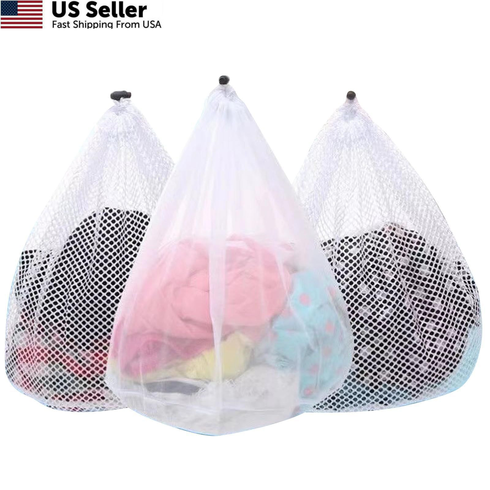 OKAKA 3Pcs Mesh Laundry Bags Washing Machine Wash Jumbo 3 pcs, White